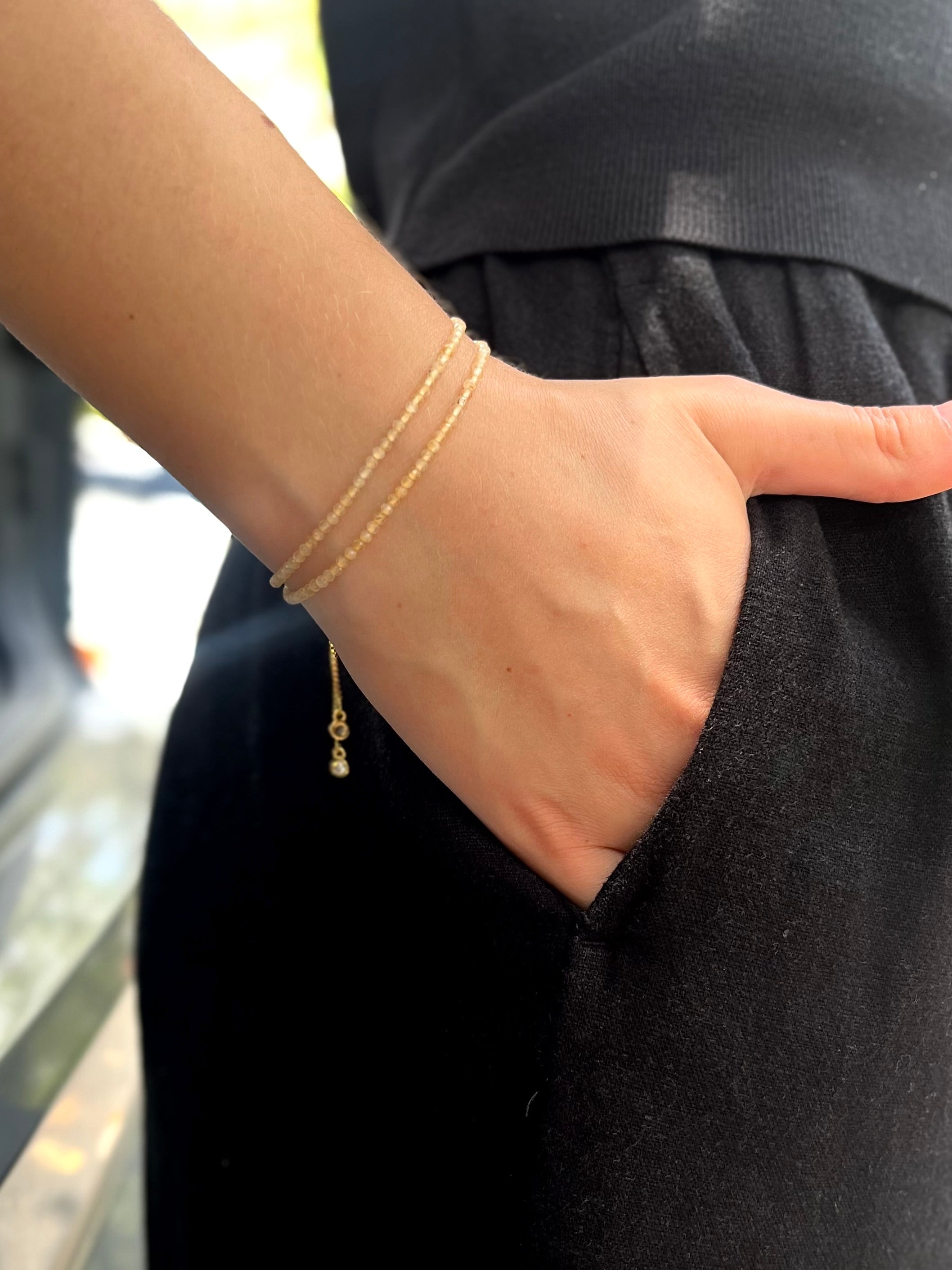 Citrine layered bracelet with 18K Gold Plated slider