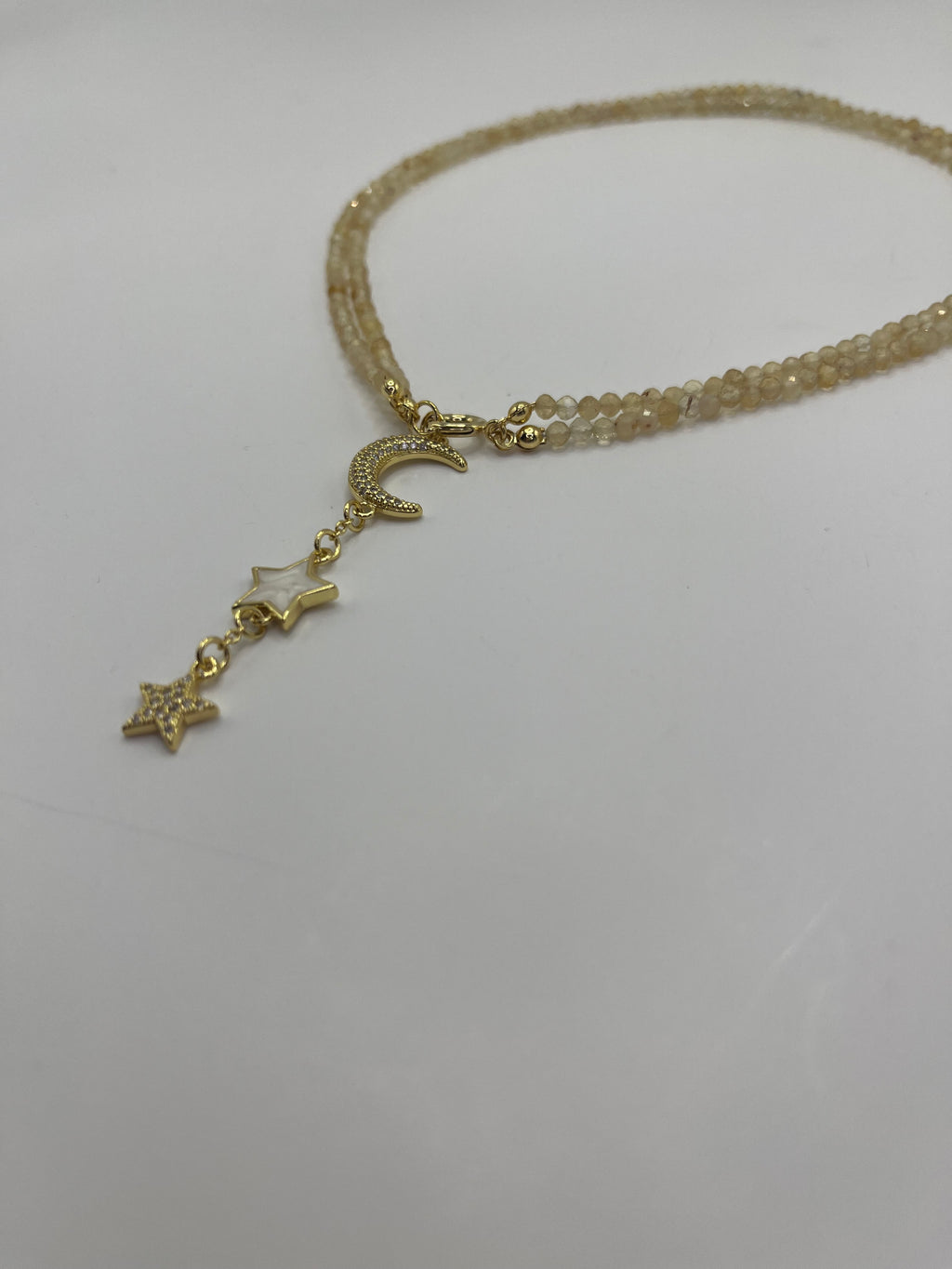 Citrine Y-Necklace, 18k gold plated