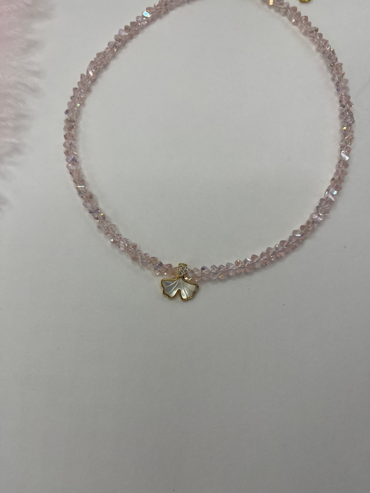 Crystal Glass Bead Choker: 18K Gold Pendant Mermaid Tail