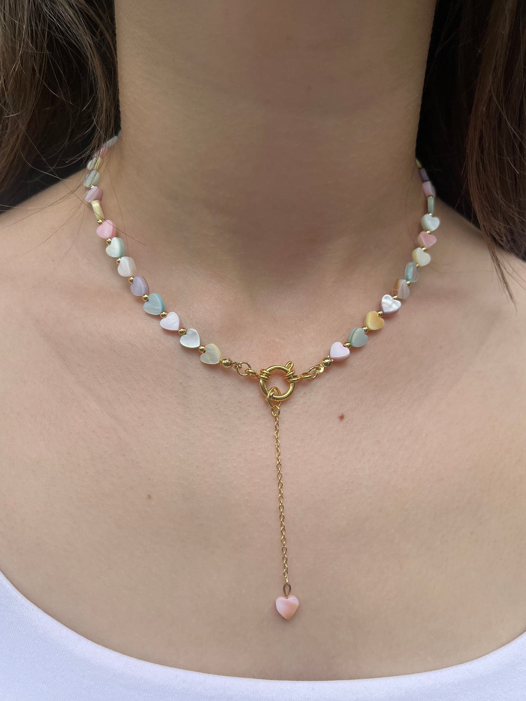 Heart Shell necklace with earrings
