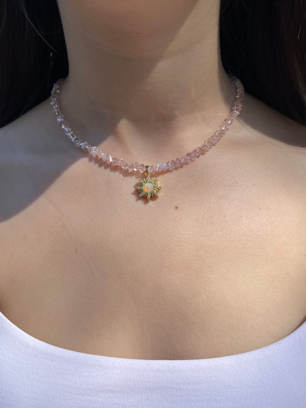 Sun Crystal Choker Necklace – 18K Gold Plated