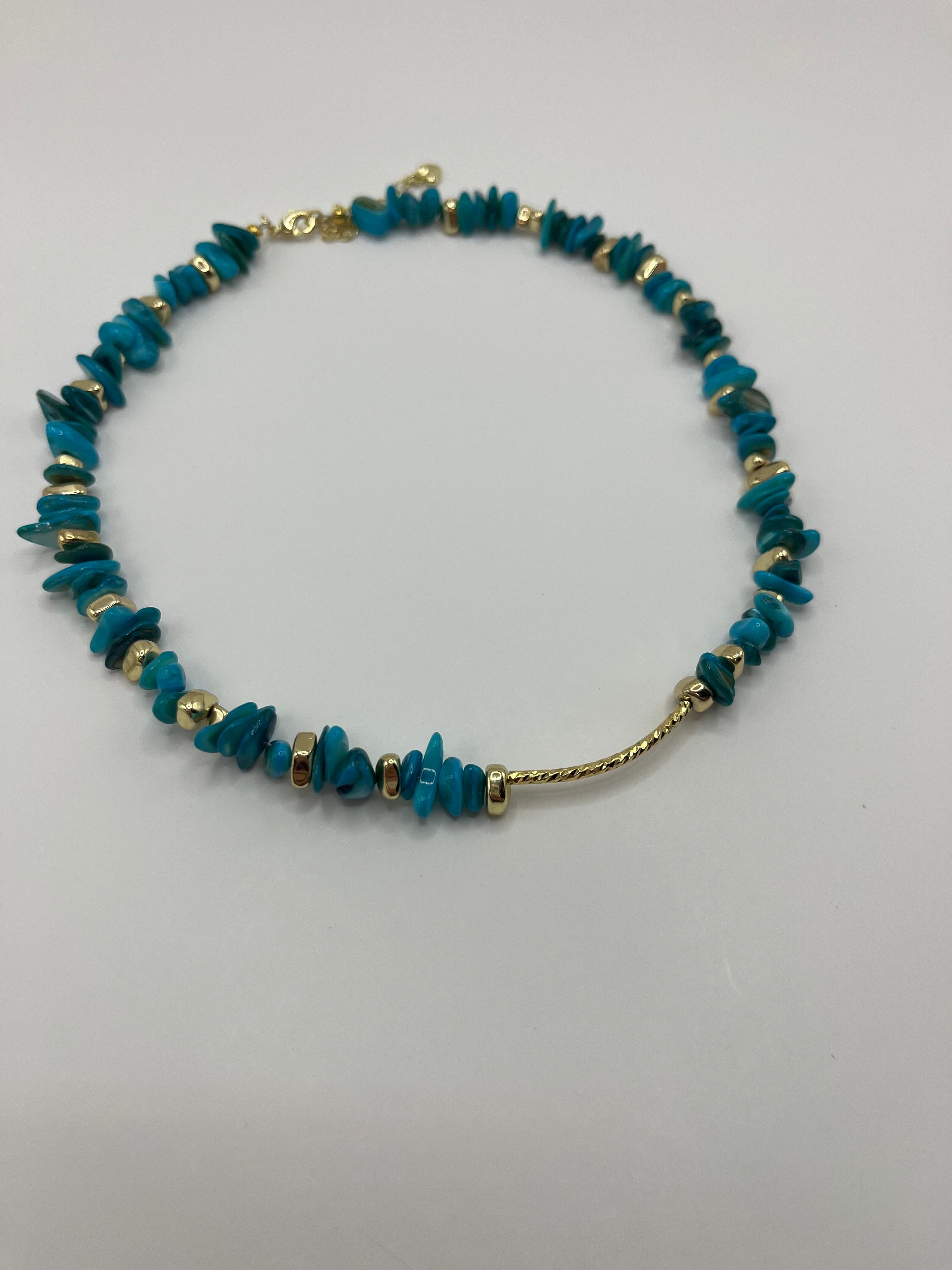 Natural Shell Bead Necklace with 24K Gold-Plated Tube – 4 Colors