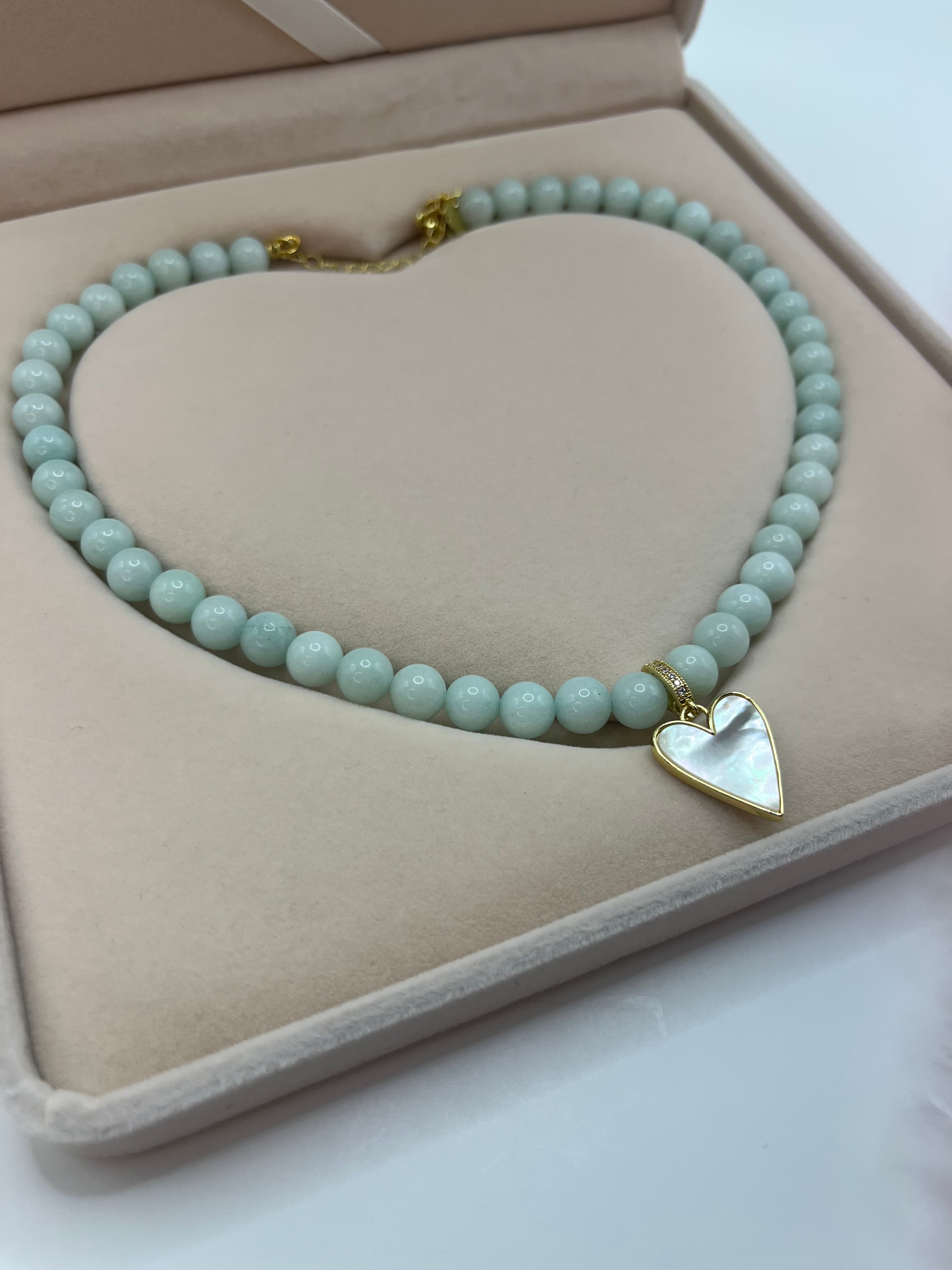 Natural Malaysia Jade Necklace with 18K Gold Heart Pendant