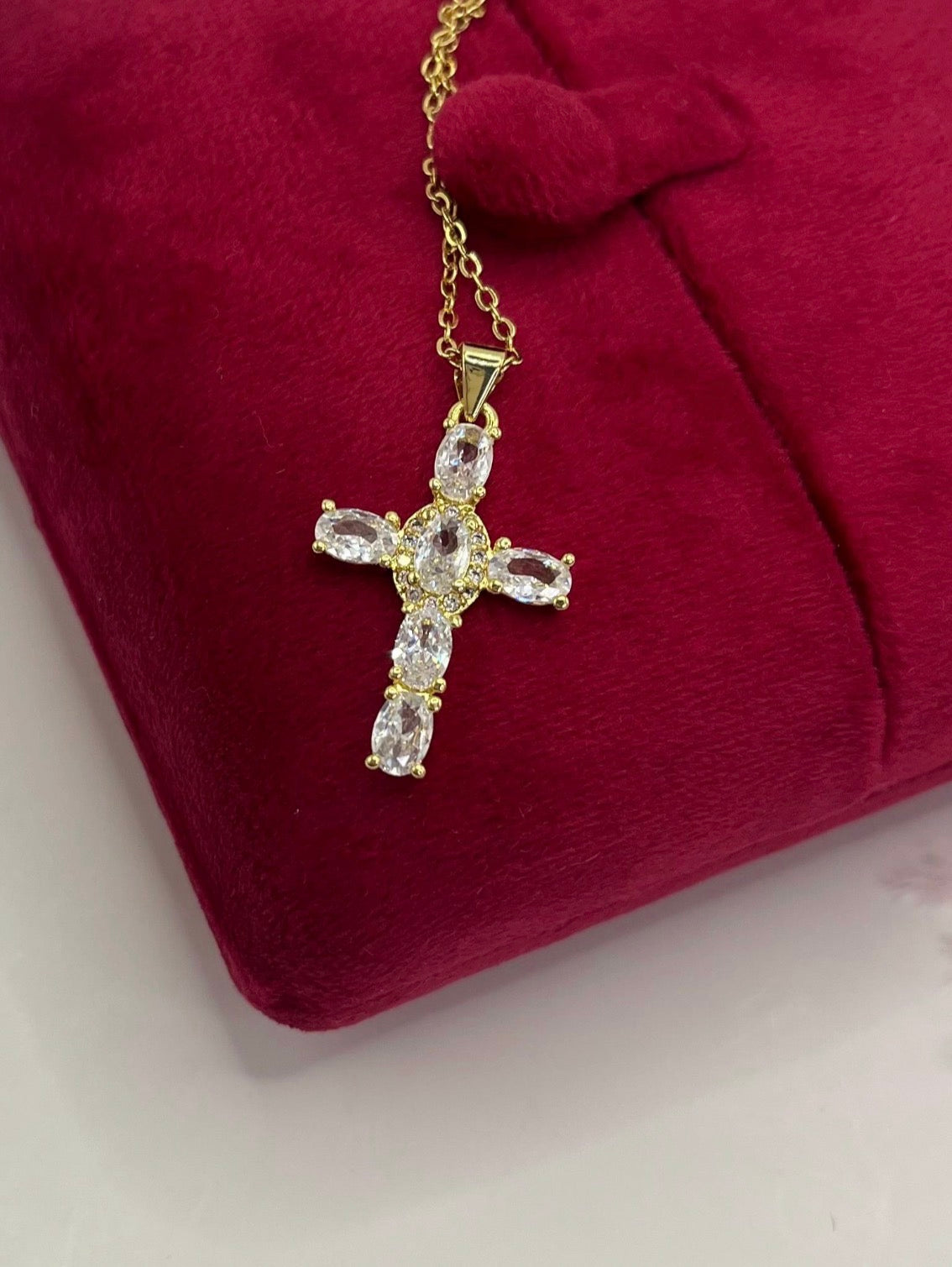 Cross Necklace, Real 18K Gold Plated