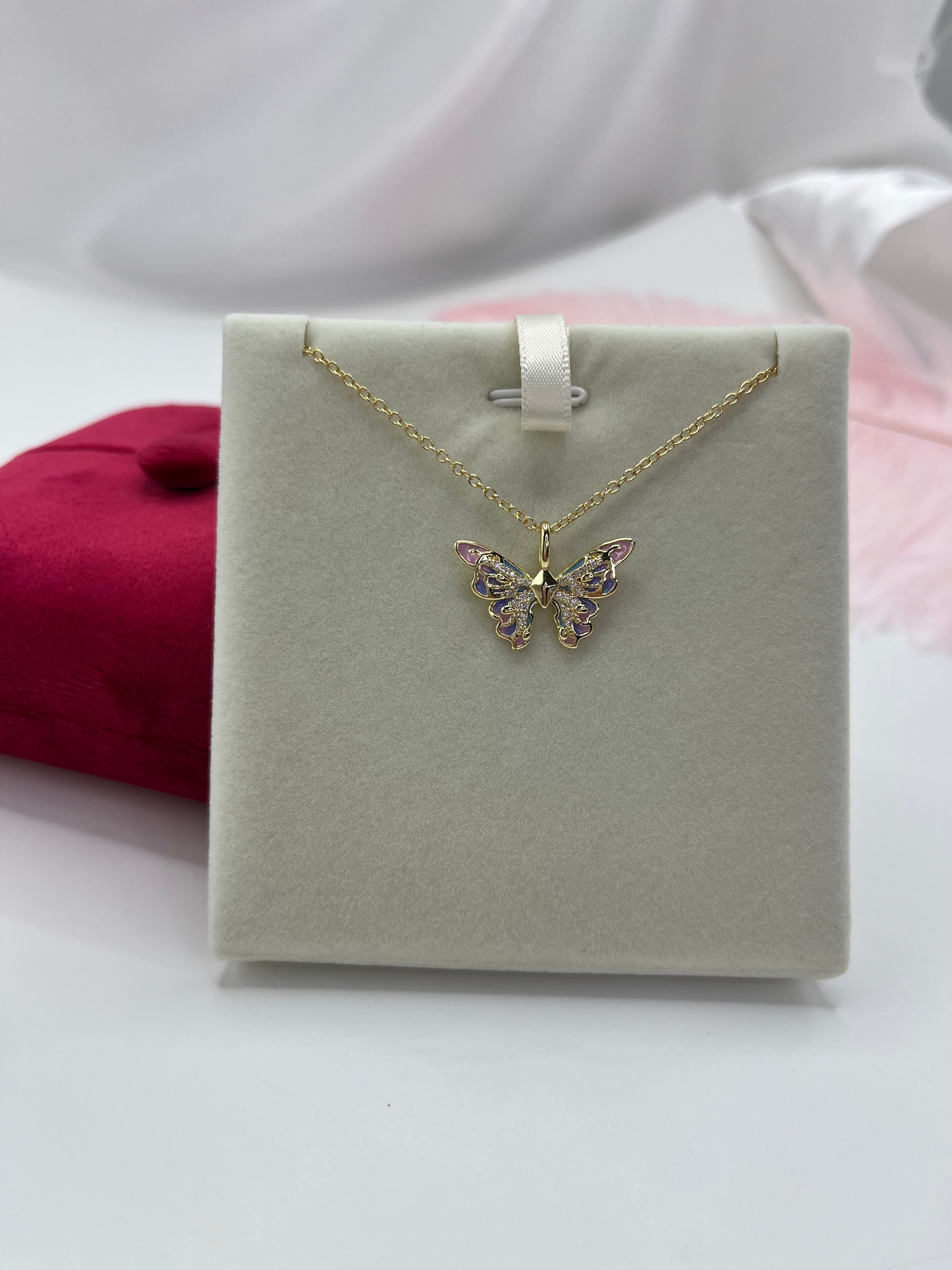 Butterfly Necklace, Real 18K Gold Plated
