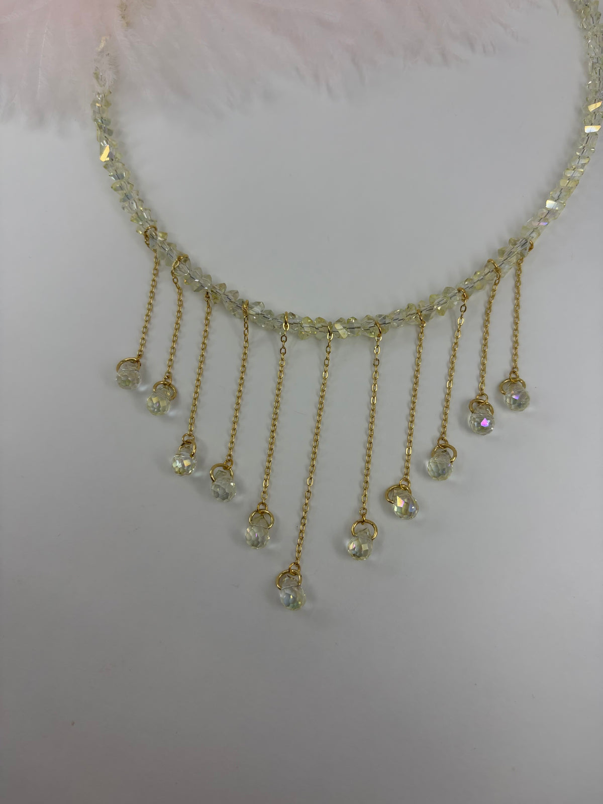 Crystal Drop Necklace, 18K Gold Plated