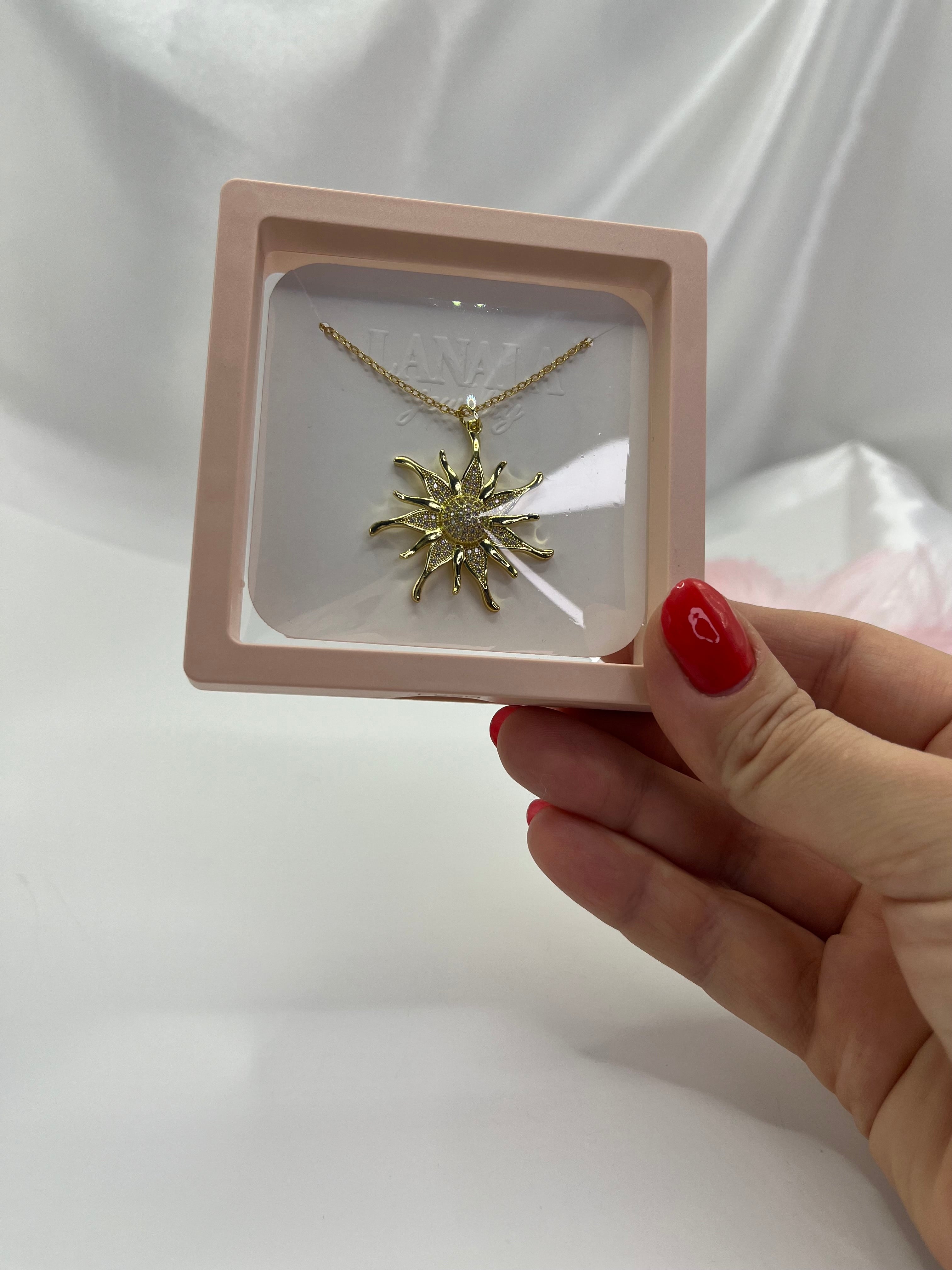 Sun Necklace, Real 18K Gold Plated