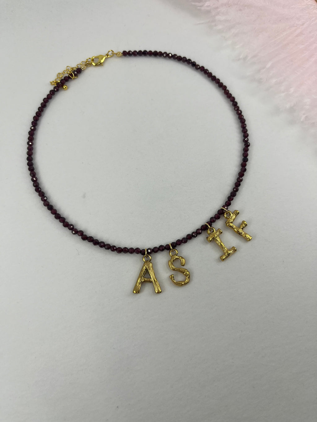 Natural Garnet choker with 18gold pendants AS IF