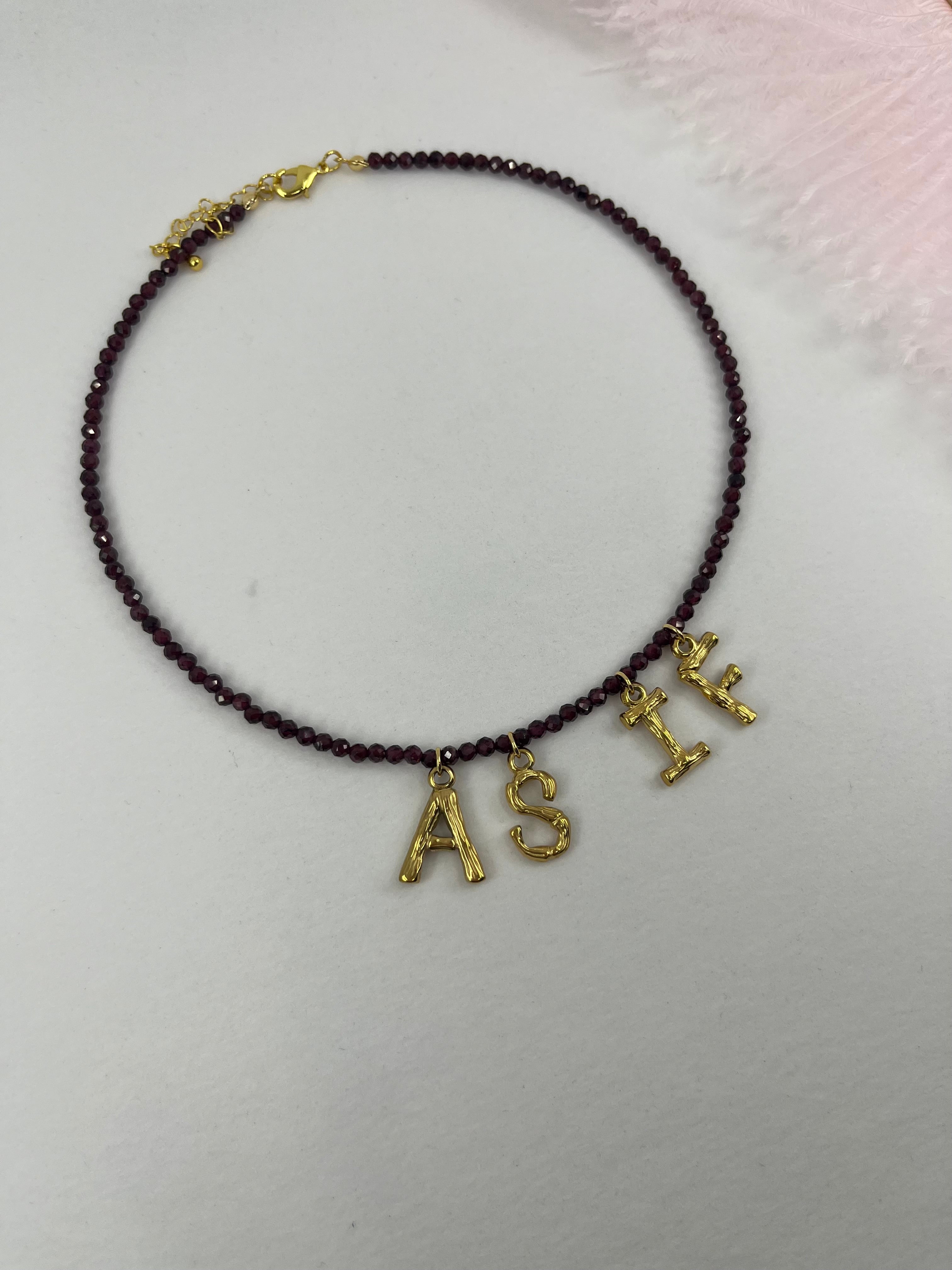 Natural Garnet choker with 18gold pendants AS IF