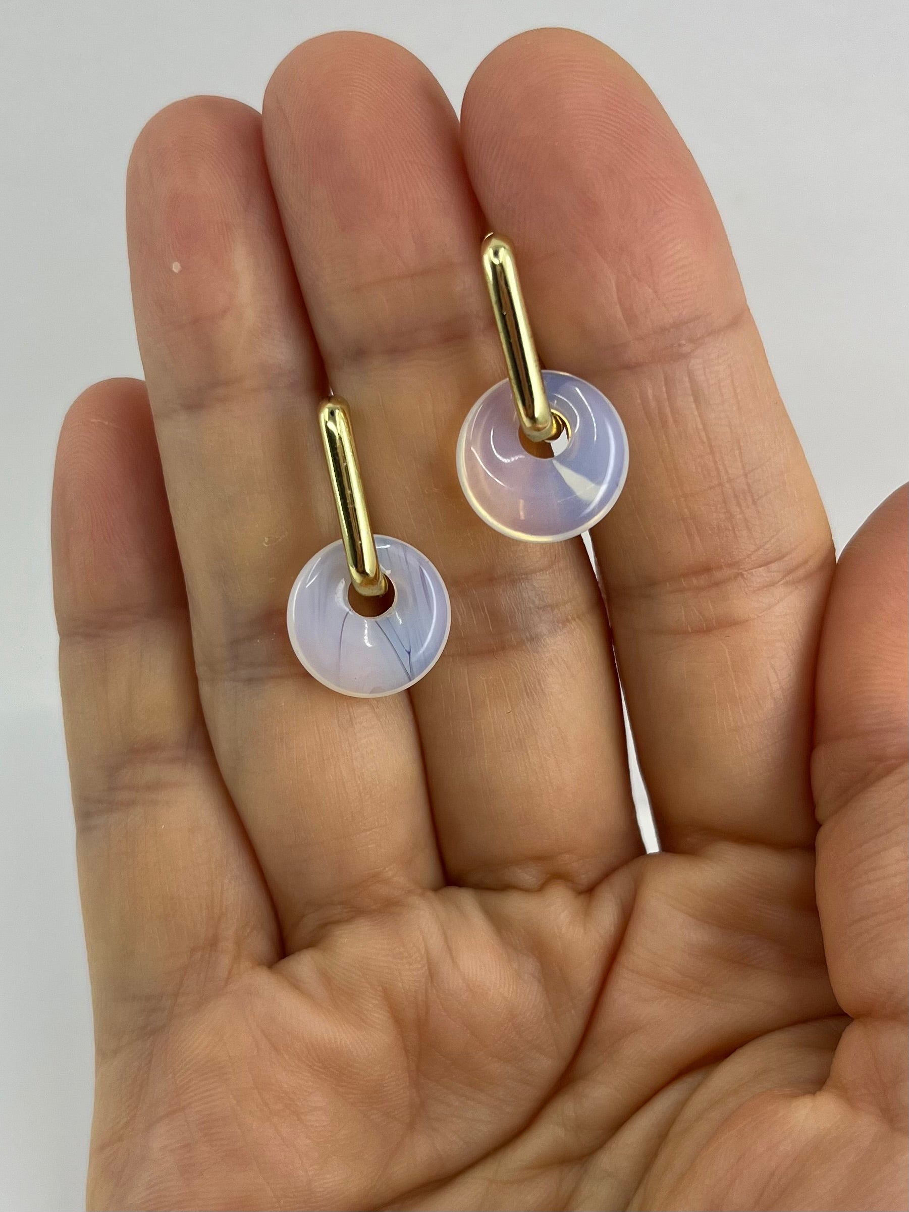 Opalite donut Earrings,18K Gold Plated