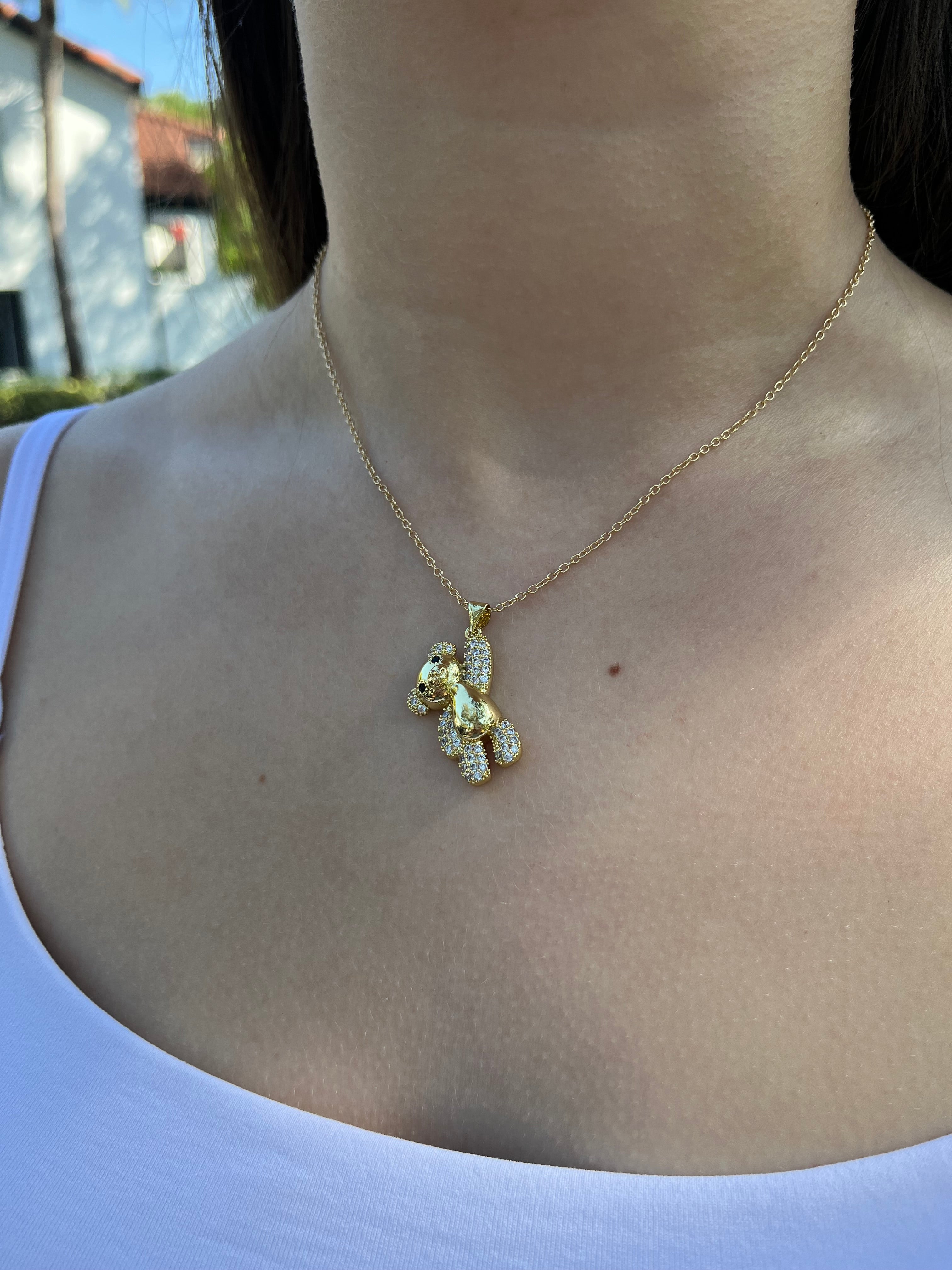 Teddy Bear Necklace, pendant  Real 16K Gold Plated