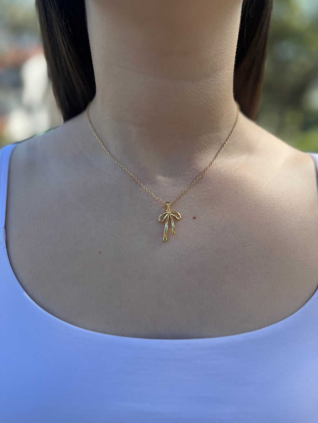 Bow Necklace, Real 18K Gold Plated
