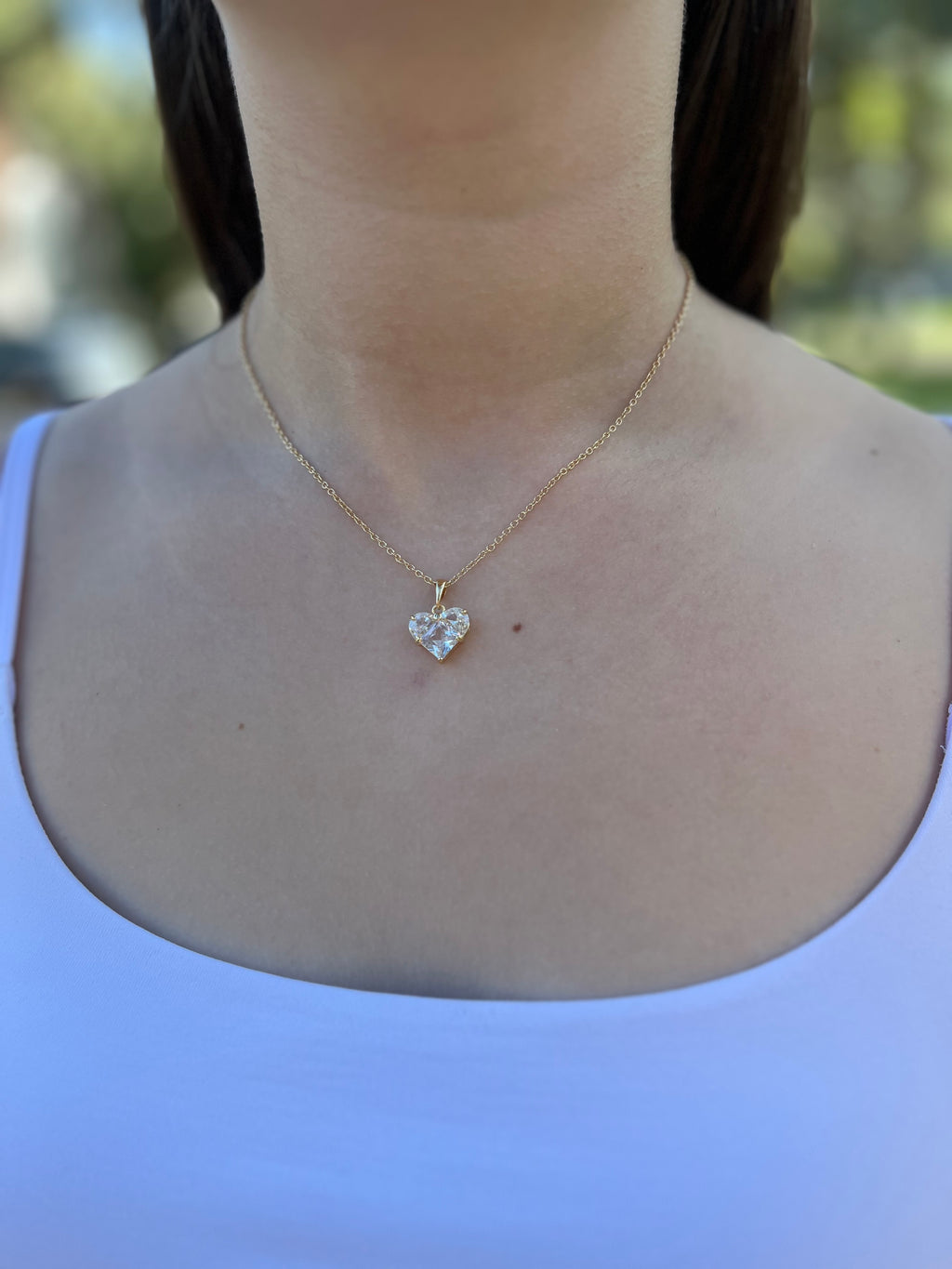 Heart Zirconia Necklace, Real 18K Gold Plated