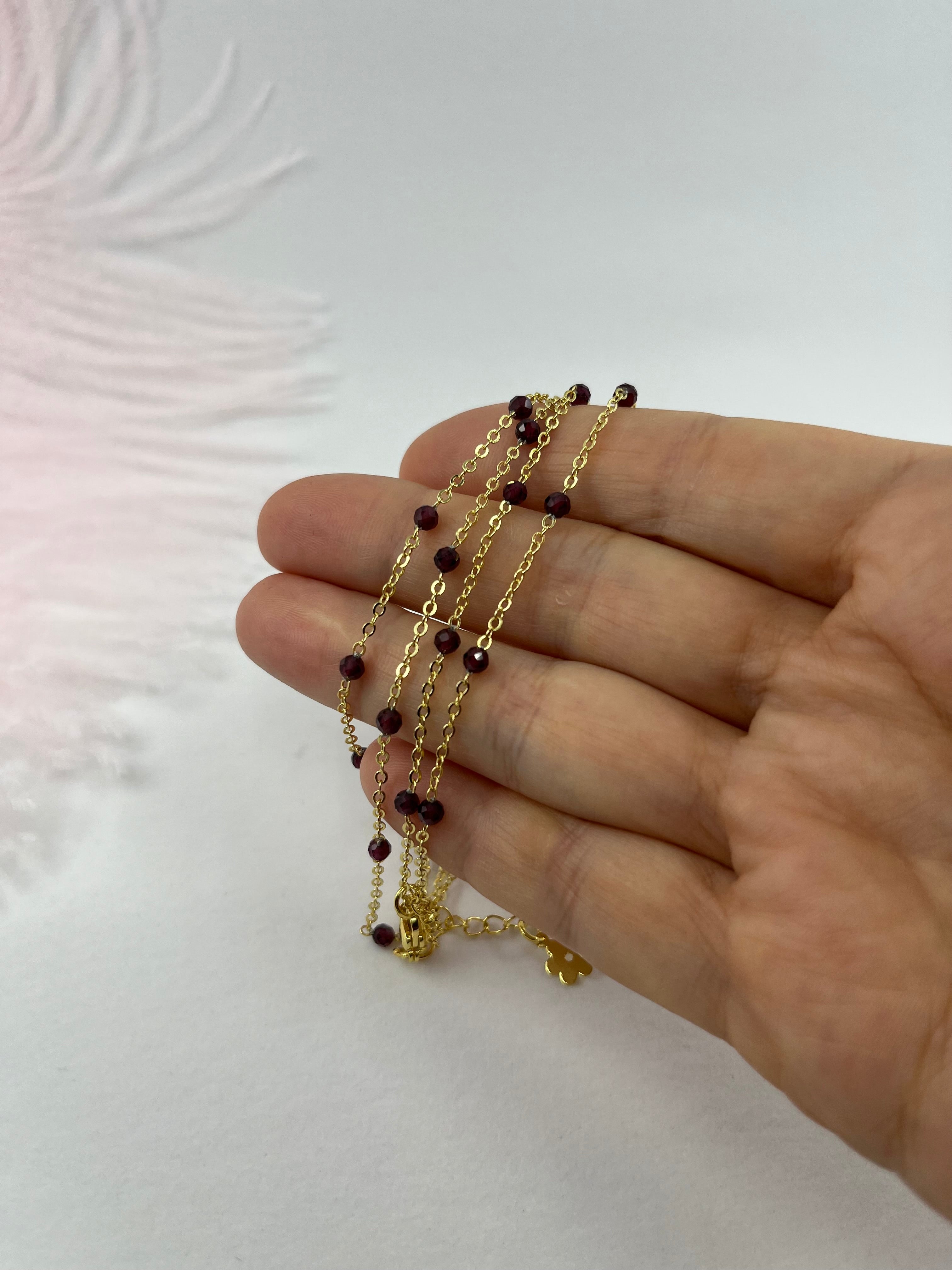 Lariat Garnet necklace , 18K gold plated