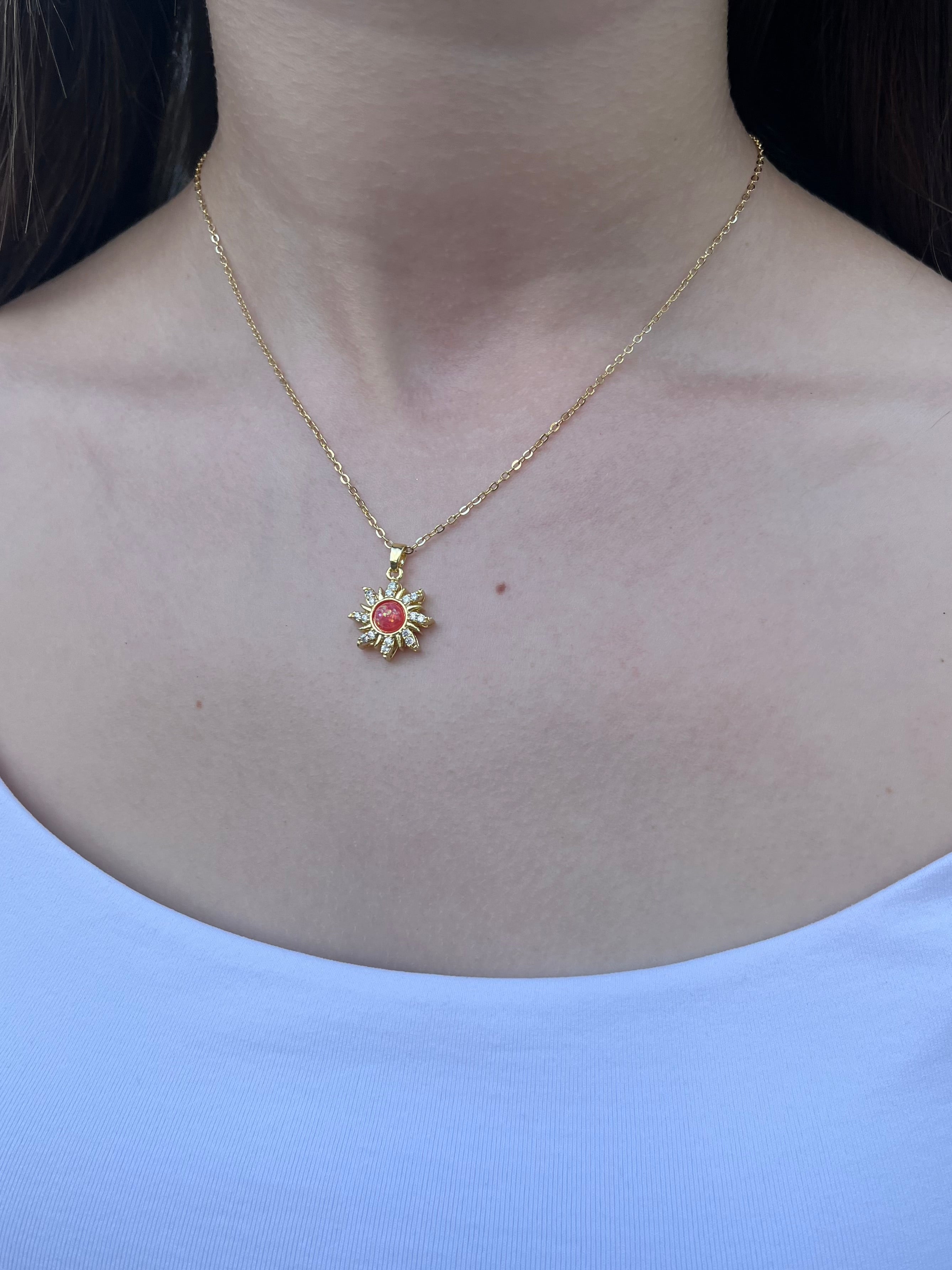 18K Gold Sun Pendant Necklace