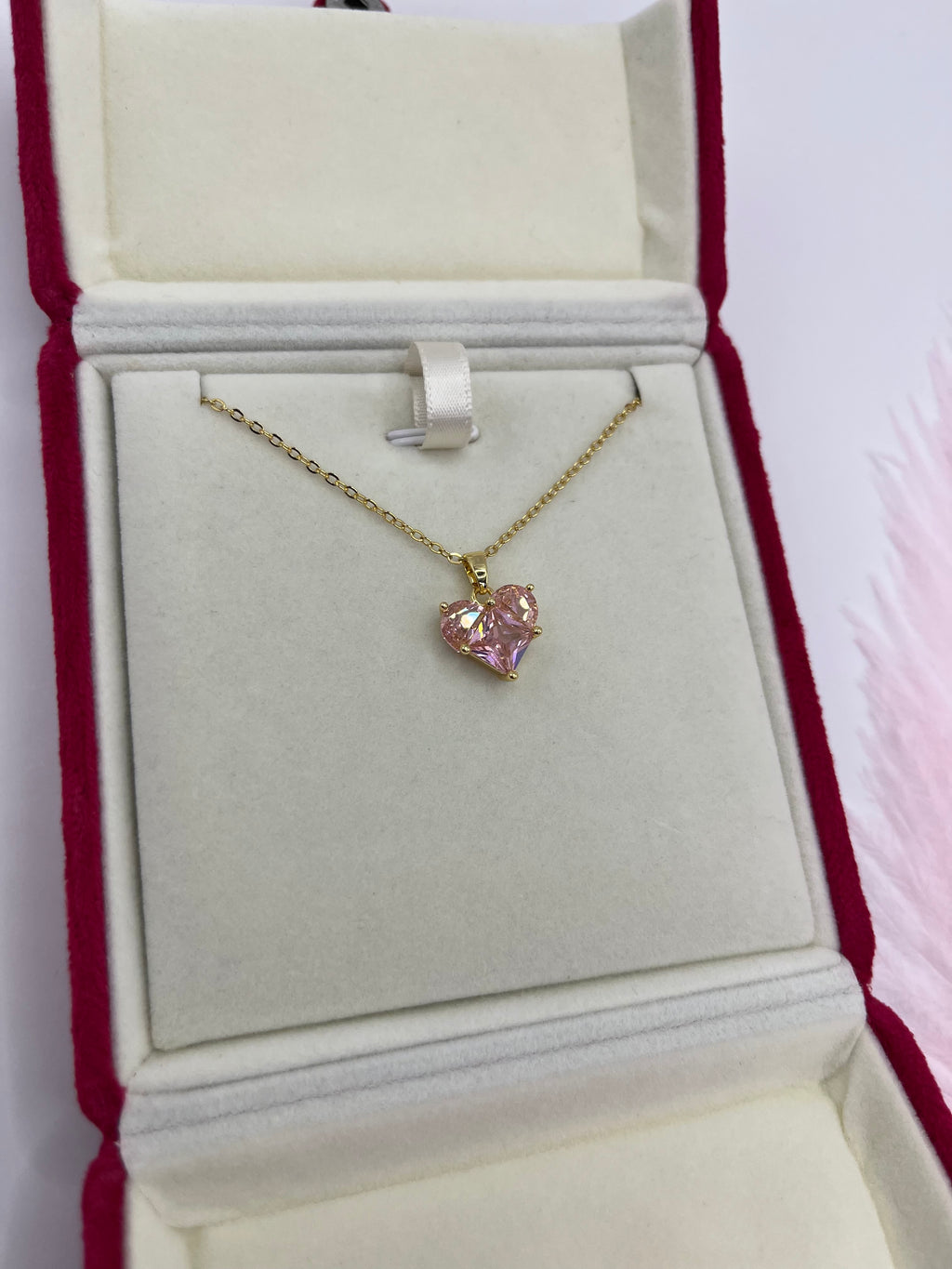 Heart Zirconia Necklace, Real 18K Gold Plated