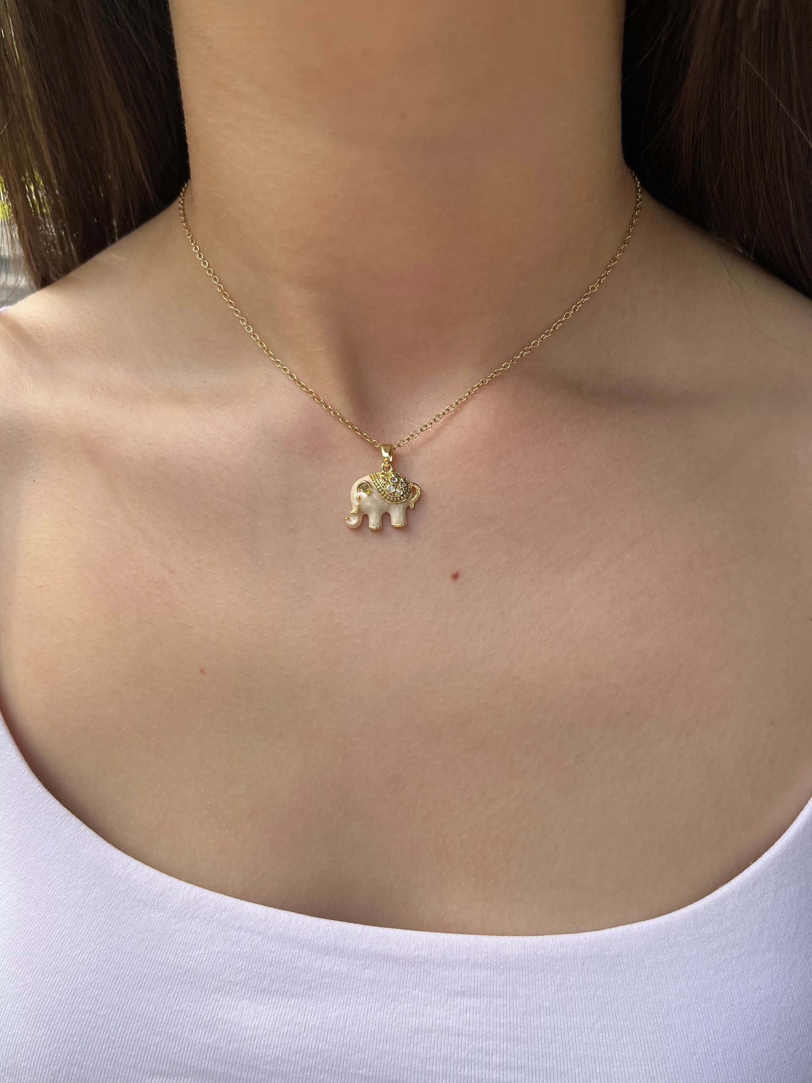 Elephant choker necklace, 18k gold plated