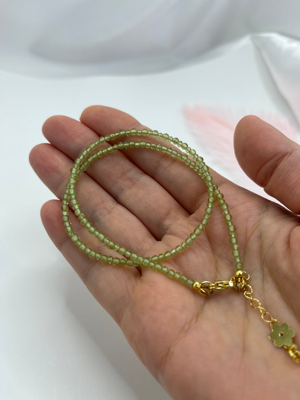 Peridot Necklace: 18K Gold Plated clasp