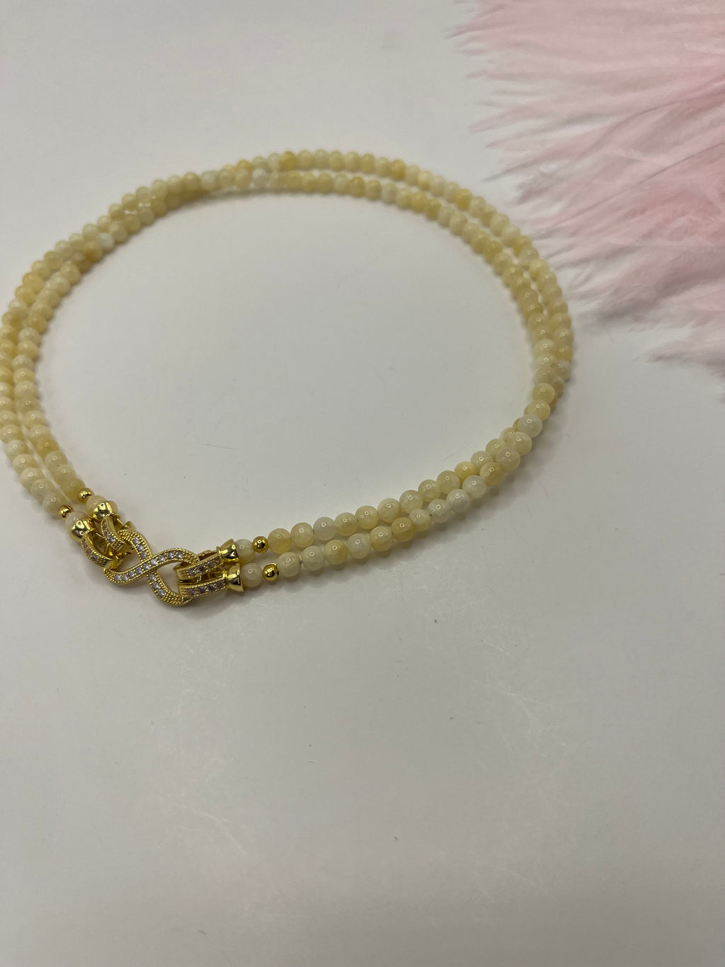 Topaz Jade Choker Necklace : 18K Gold Plated Zirconia Infinity Clasp