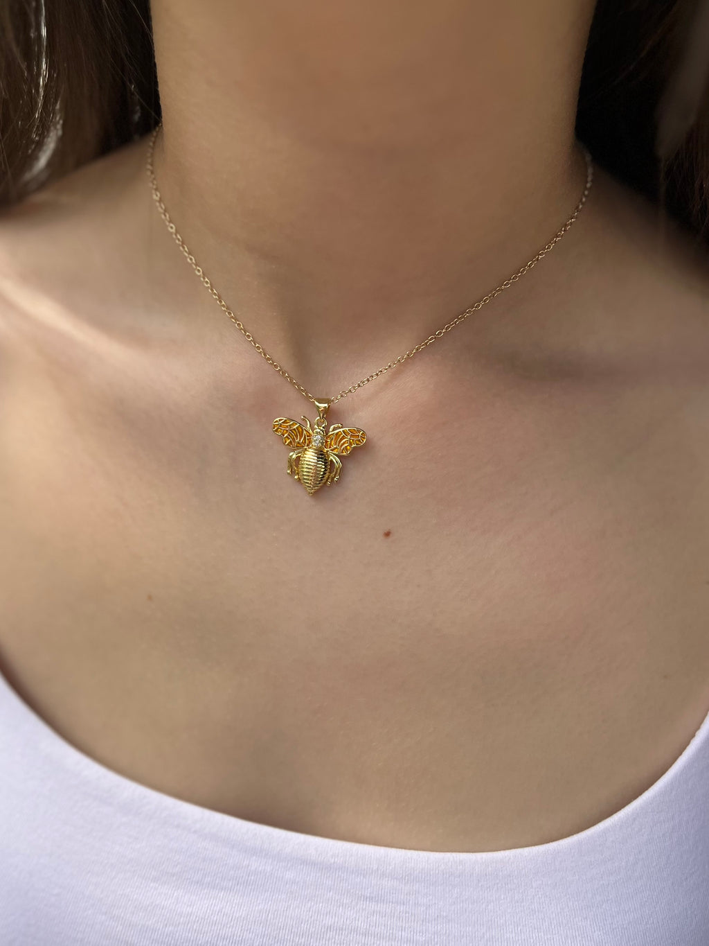 Bee choker necklace, 18k gold plated