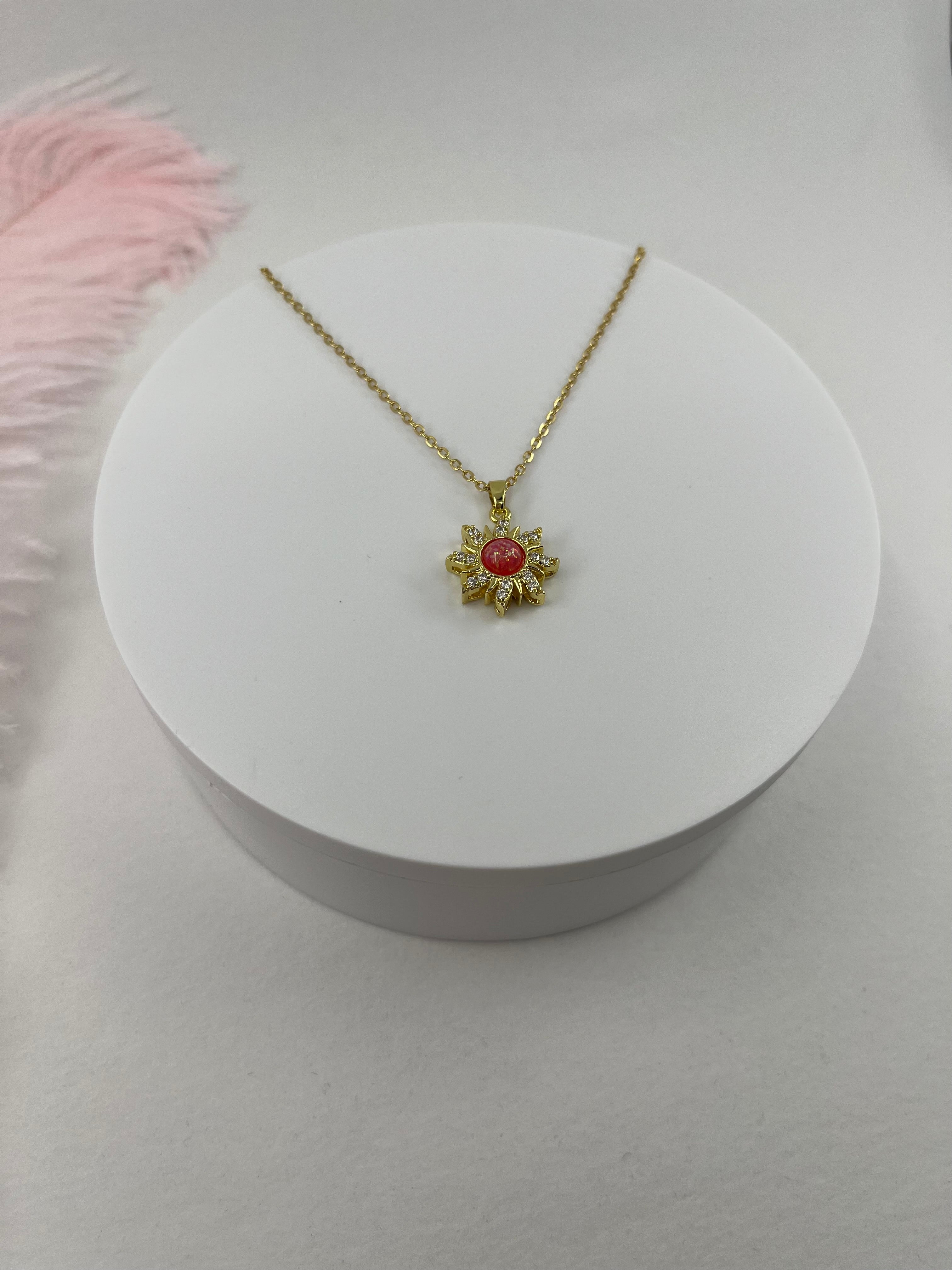 18K Gold Sun Pendant Necklace
