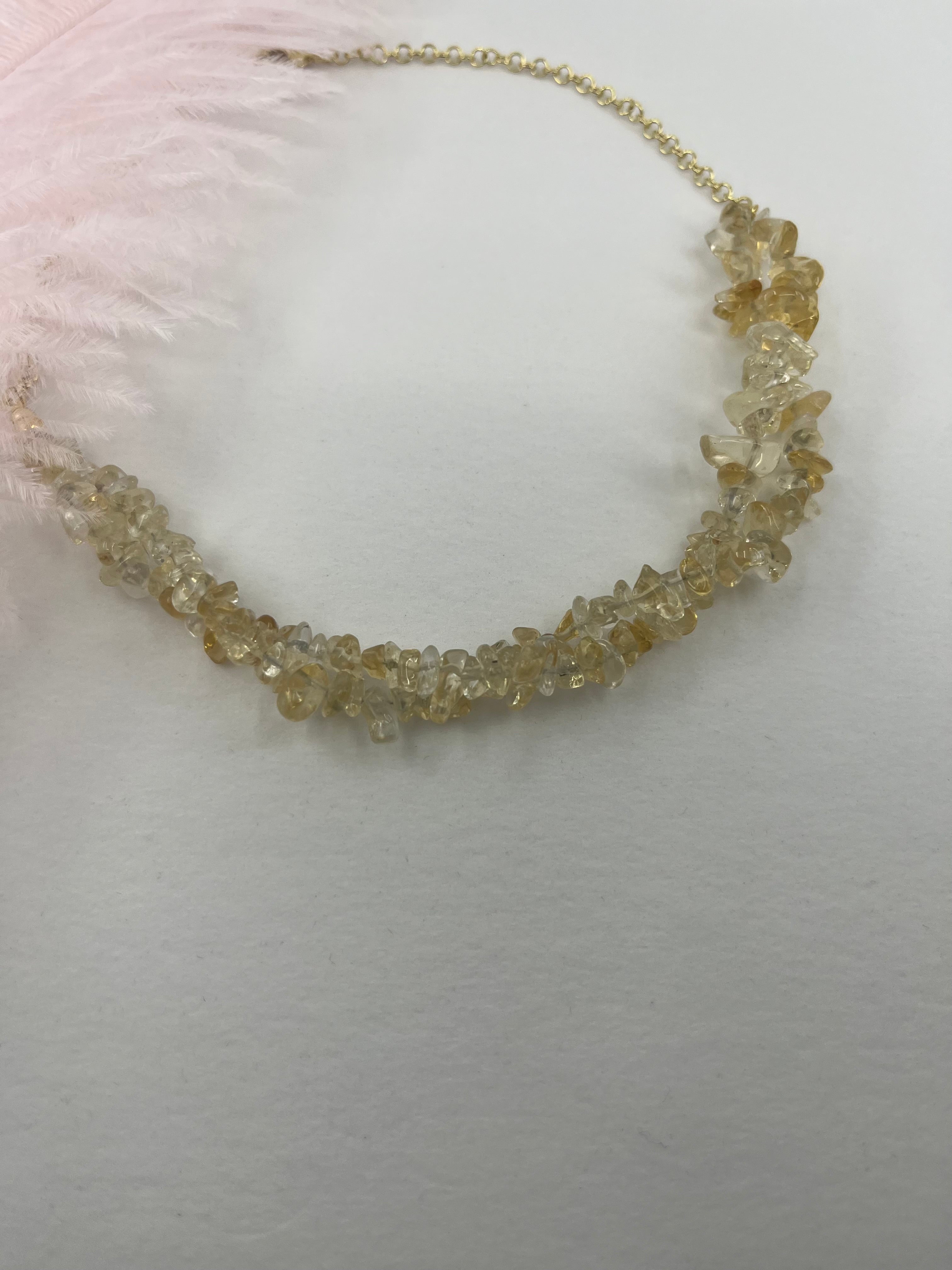 Natural Citrine Necklace, 18k gold plated