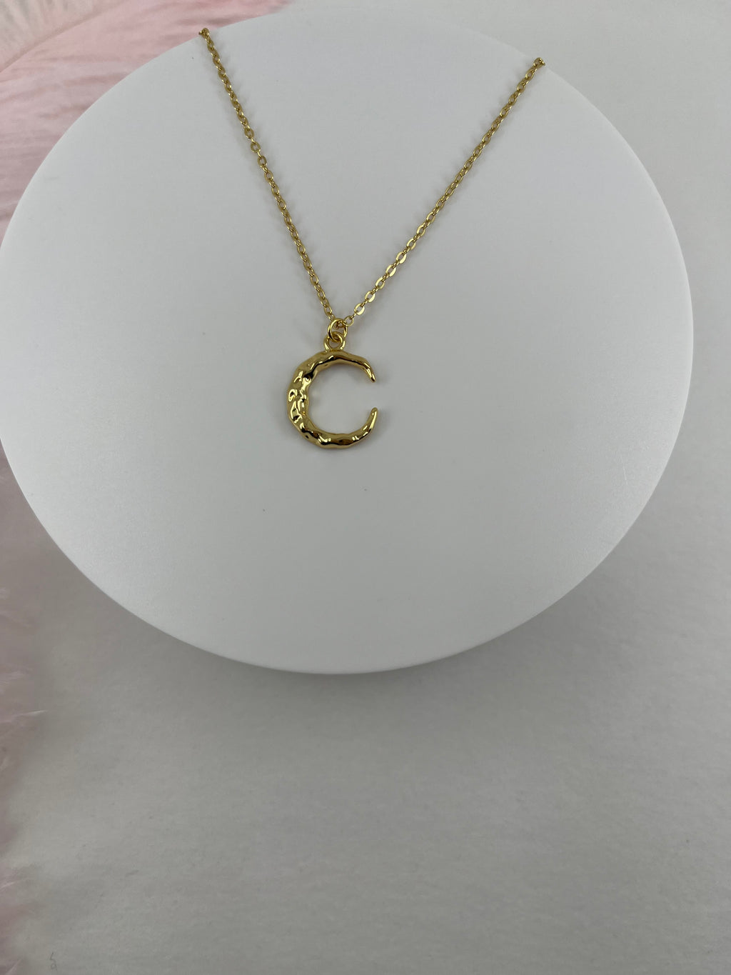 Crescent Moon Choker Necklace, Real 14K Gold Plated