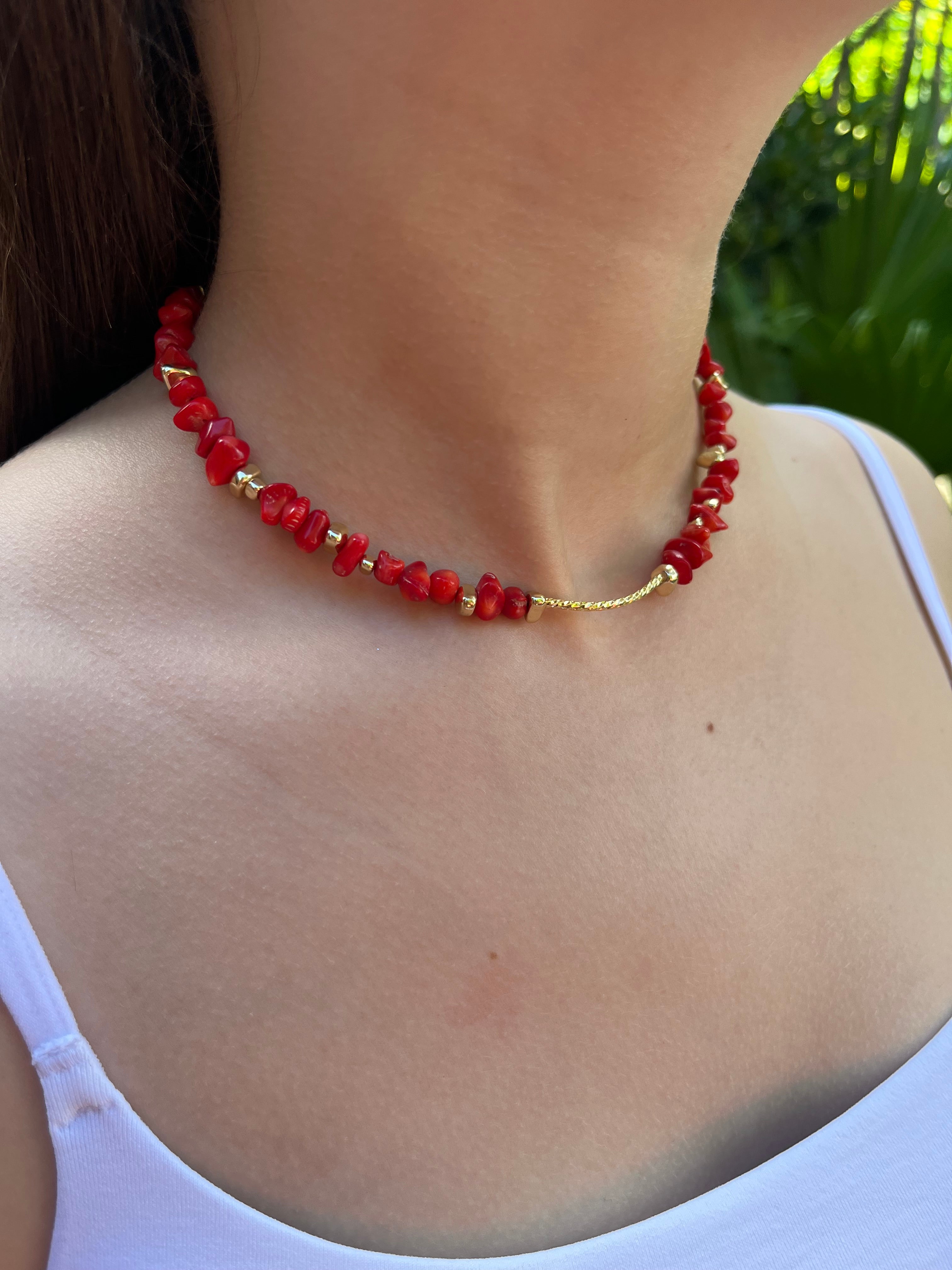 Natural Shell Bead Necklace with 24K Gold-Plated Tube – 4 Colors
