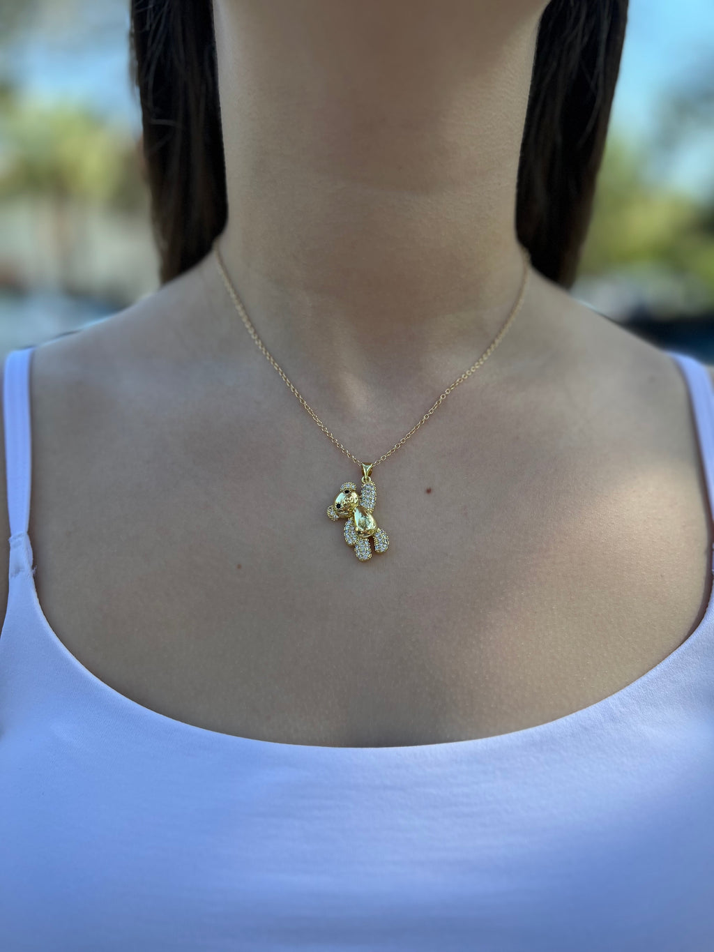 Teddy Bear Necklace, pendant  Real 16K Gold Plated