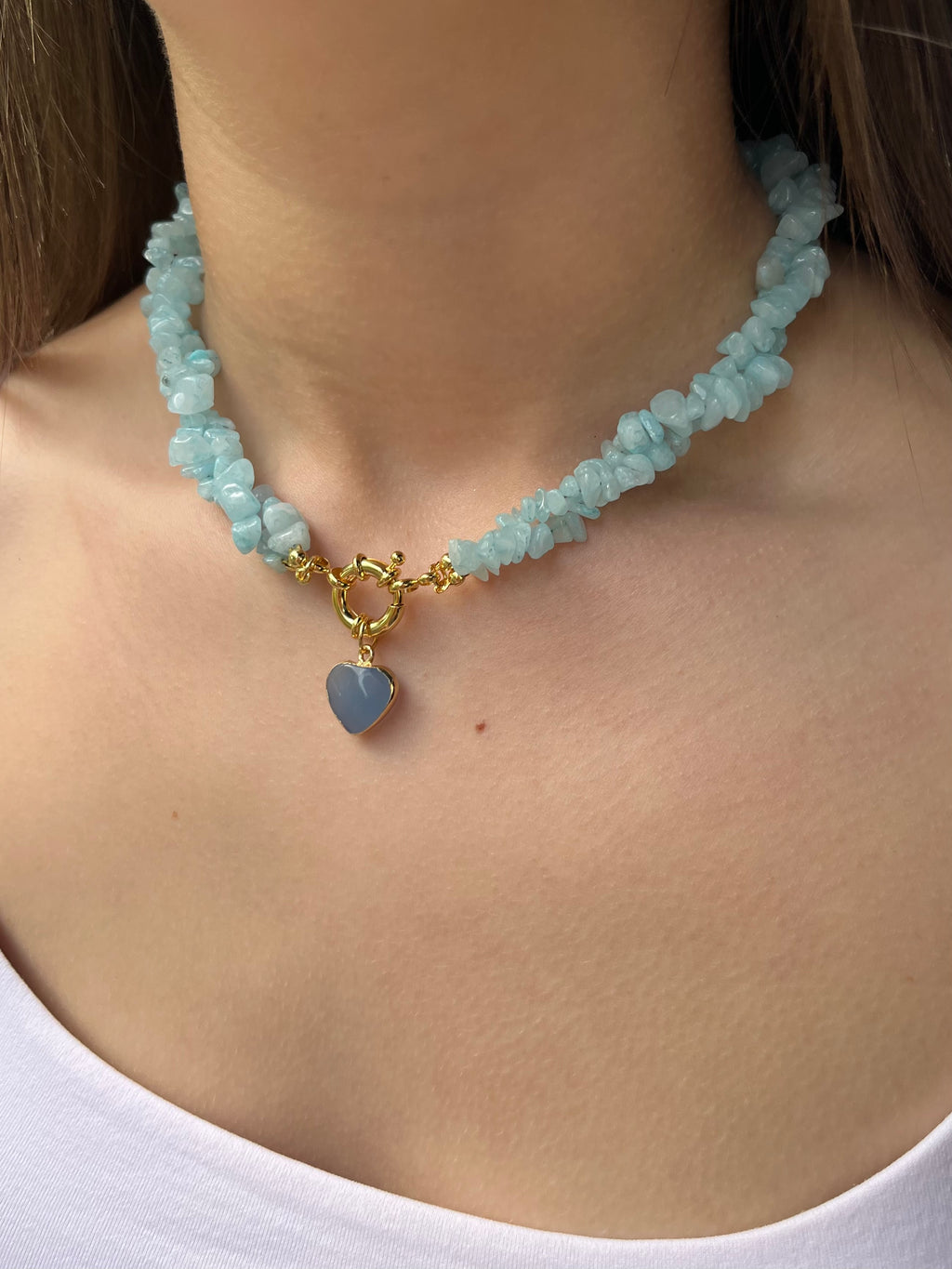 Natural Jade Necklace with Jade heart pendant