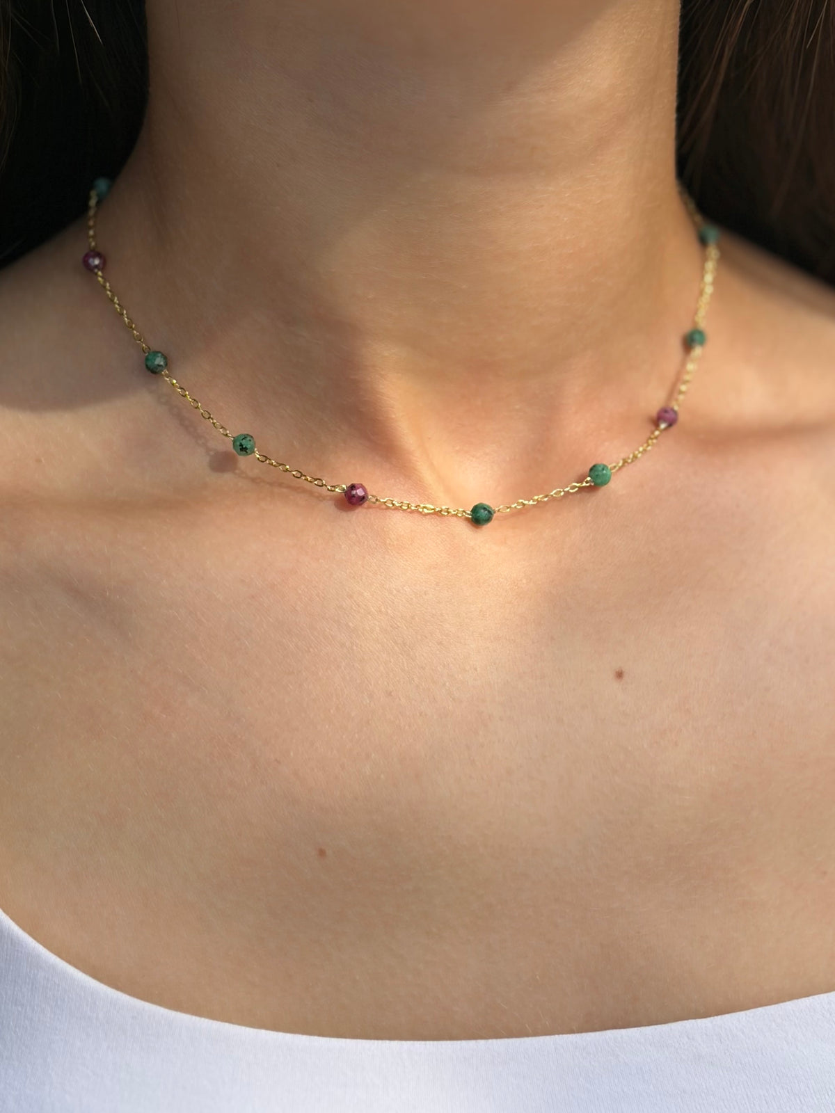 Epidote Necklace, 18K Gold Plated