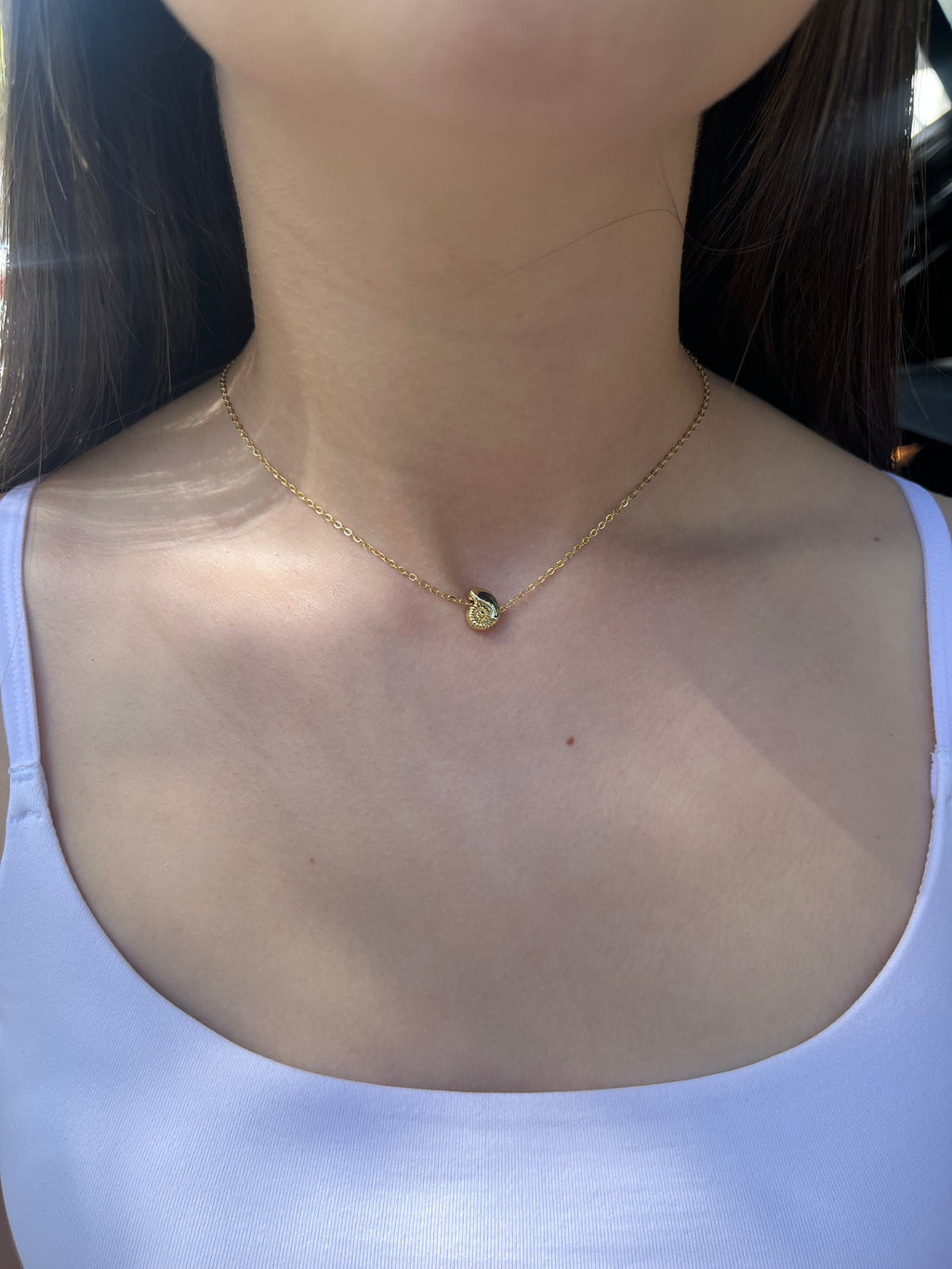 Necklace with 14K Gold shell pendant