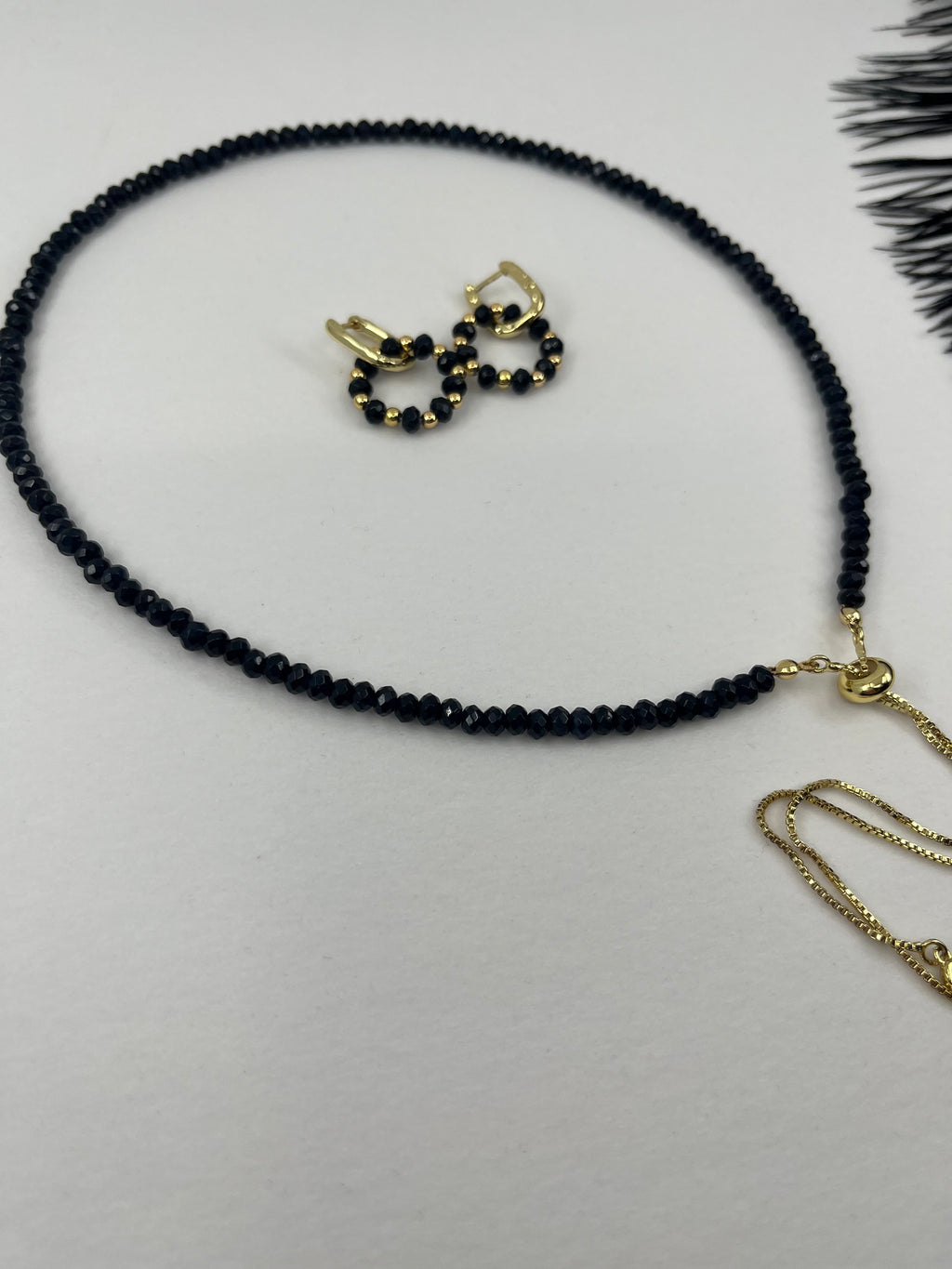 Set: Natural Malaysia Jade Y-Necklace & Earrings, Dark Blue