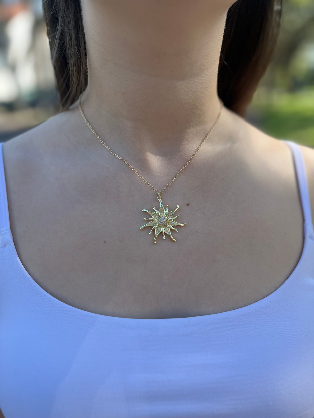Sun Necklace, Real 18K Gold Plated