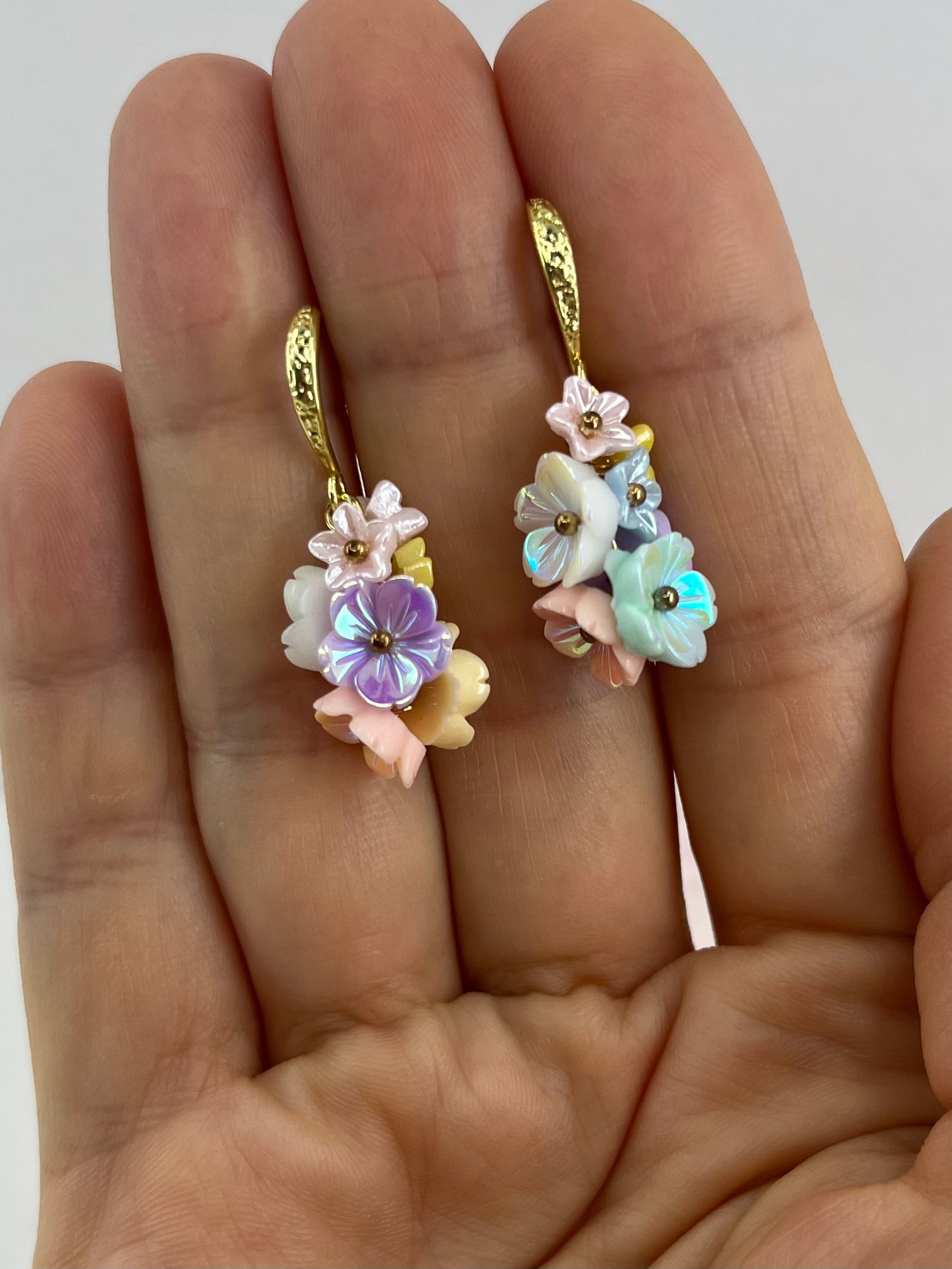 Flower Earrings, 18K Gold Plated