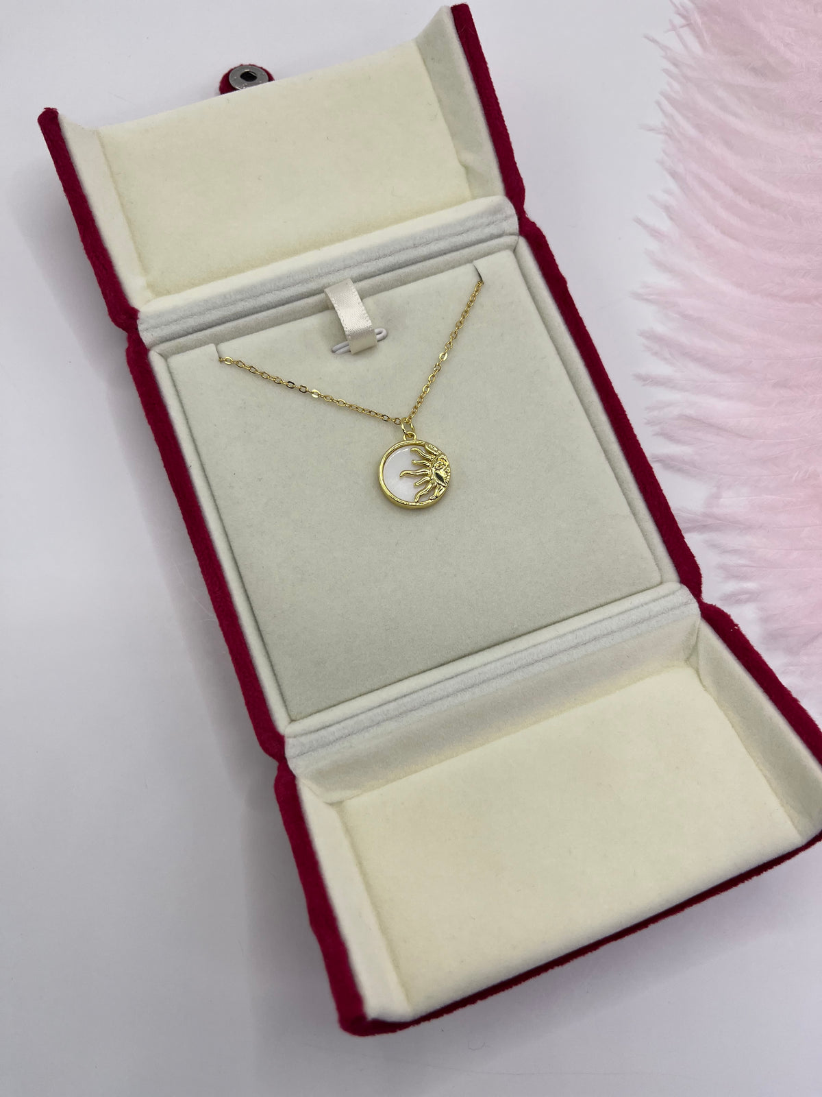 Sun Shell Necklace, Real 18K Gold Plated