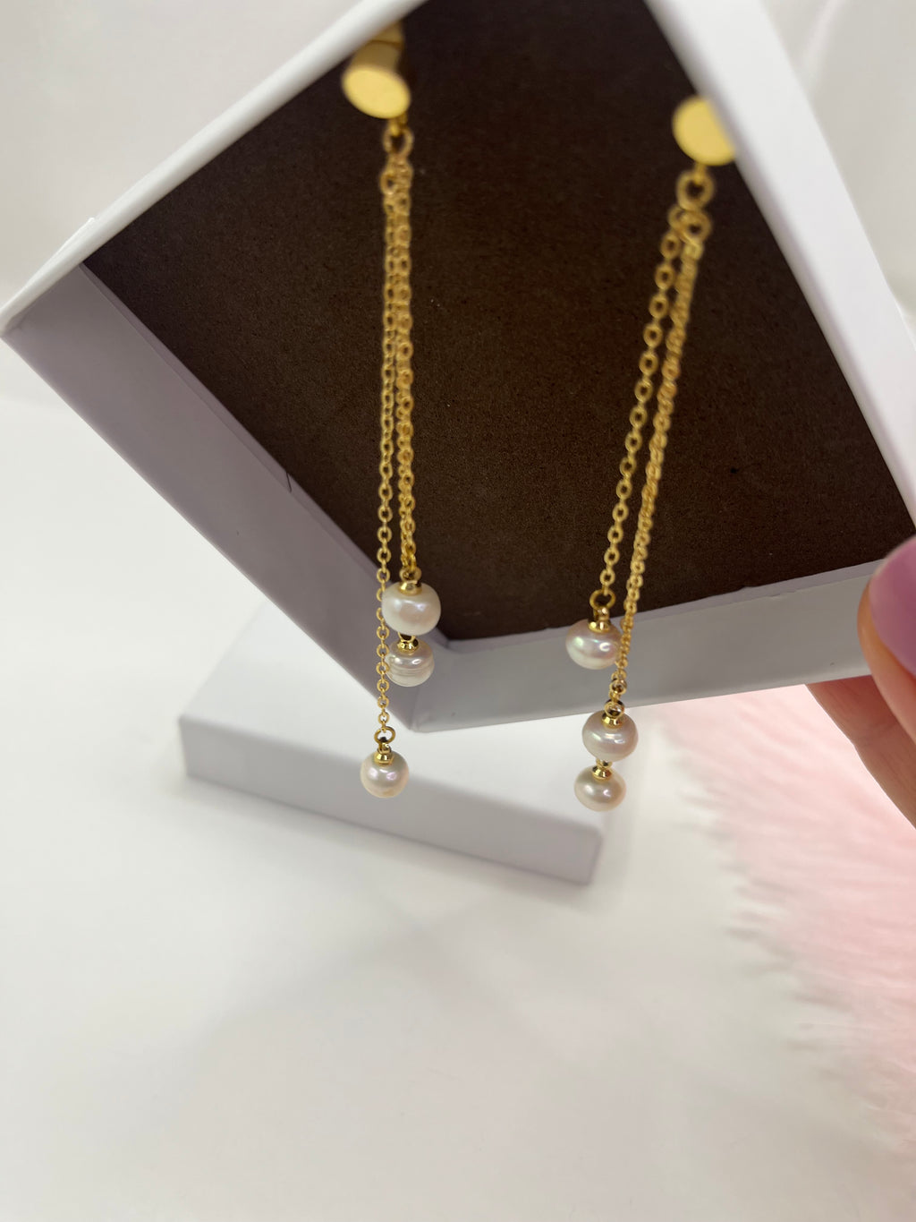 Long Natural Pearl Drop Earrings