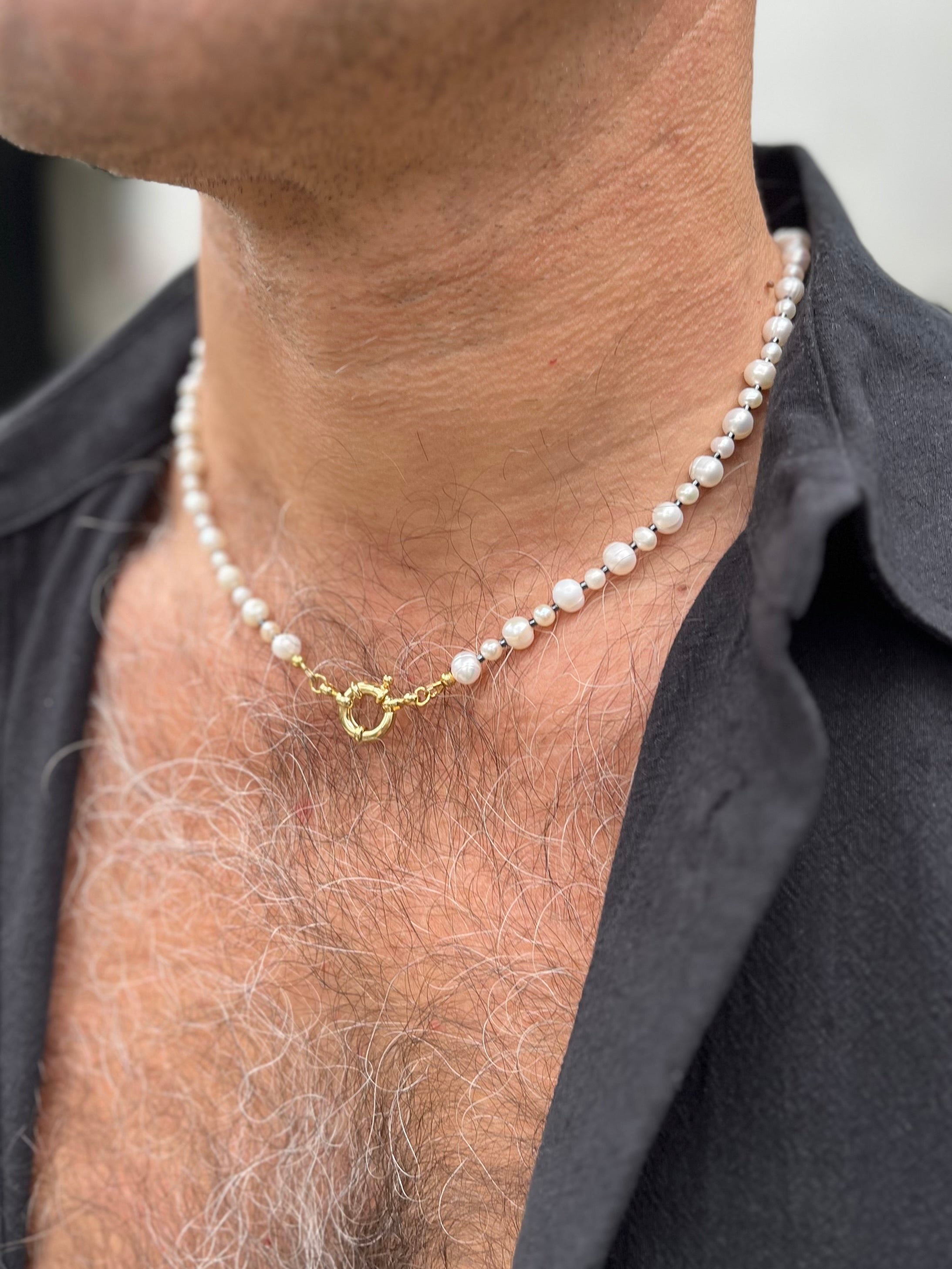 Unisex Freshwater Pearl Necklace – 24k Gold Plated Clasp