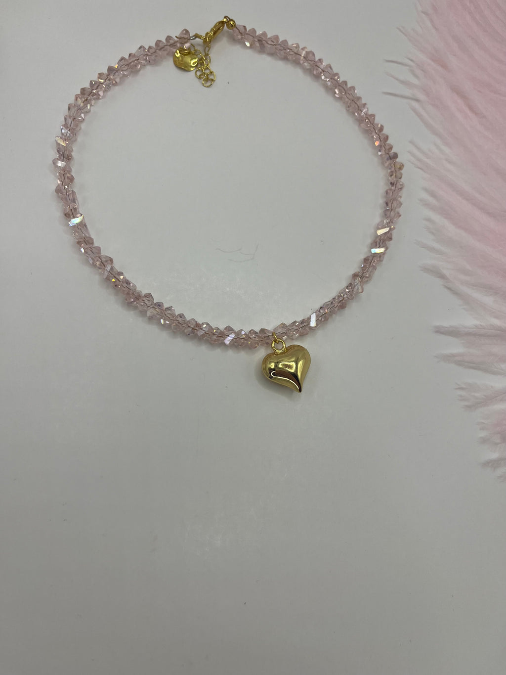 Heart Crystal Choker Necklace – 18K Gold Plated