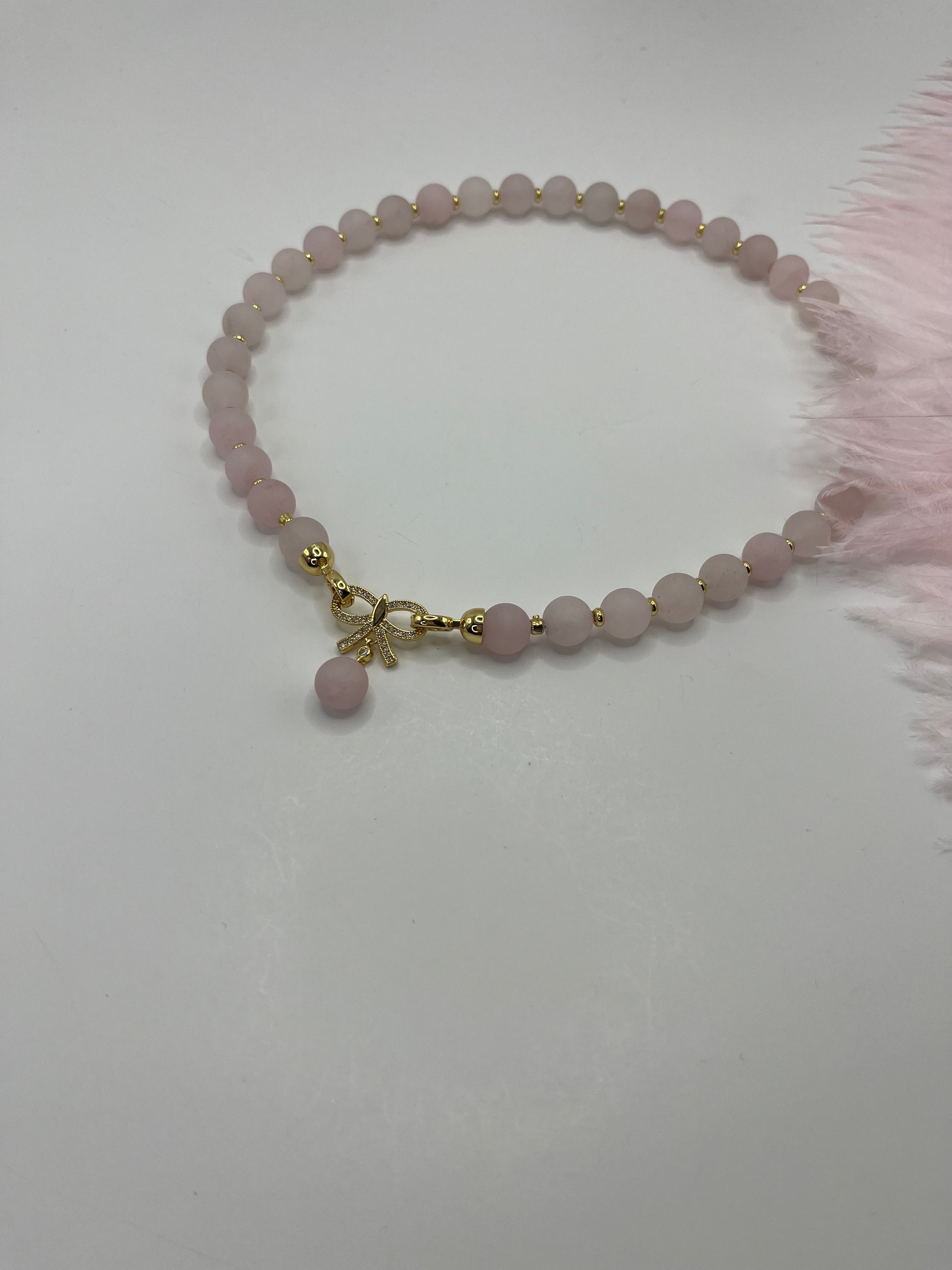 Set: Rose Quartz Necklace and Earrings