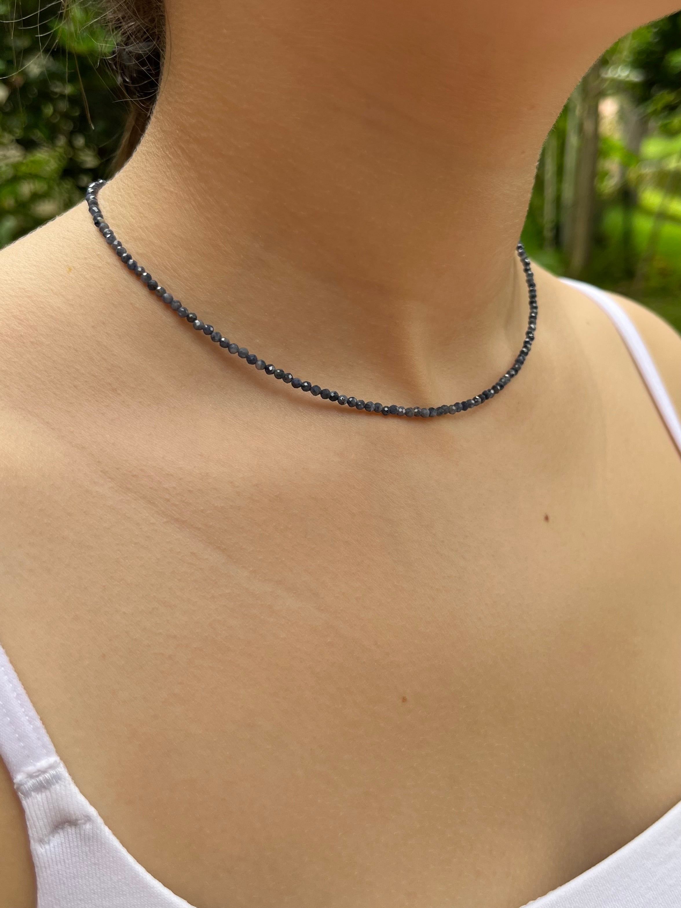Sapphire Necklace: 18K Gold Plated clasp