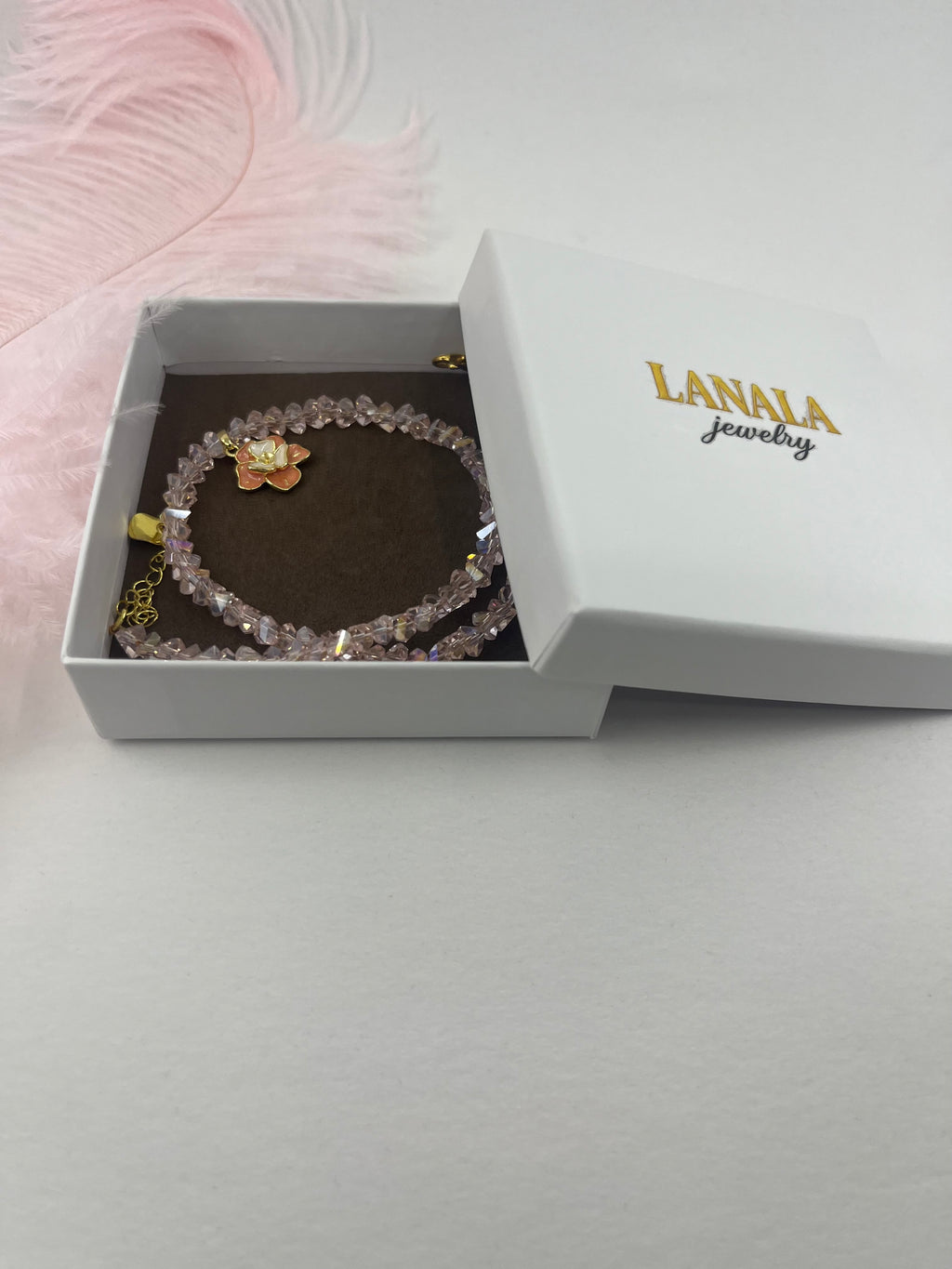 Enamel Flower Crystal Choker Necklace – 18K Gold Plated