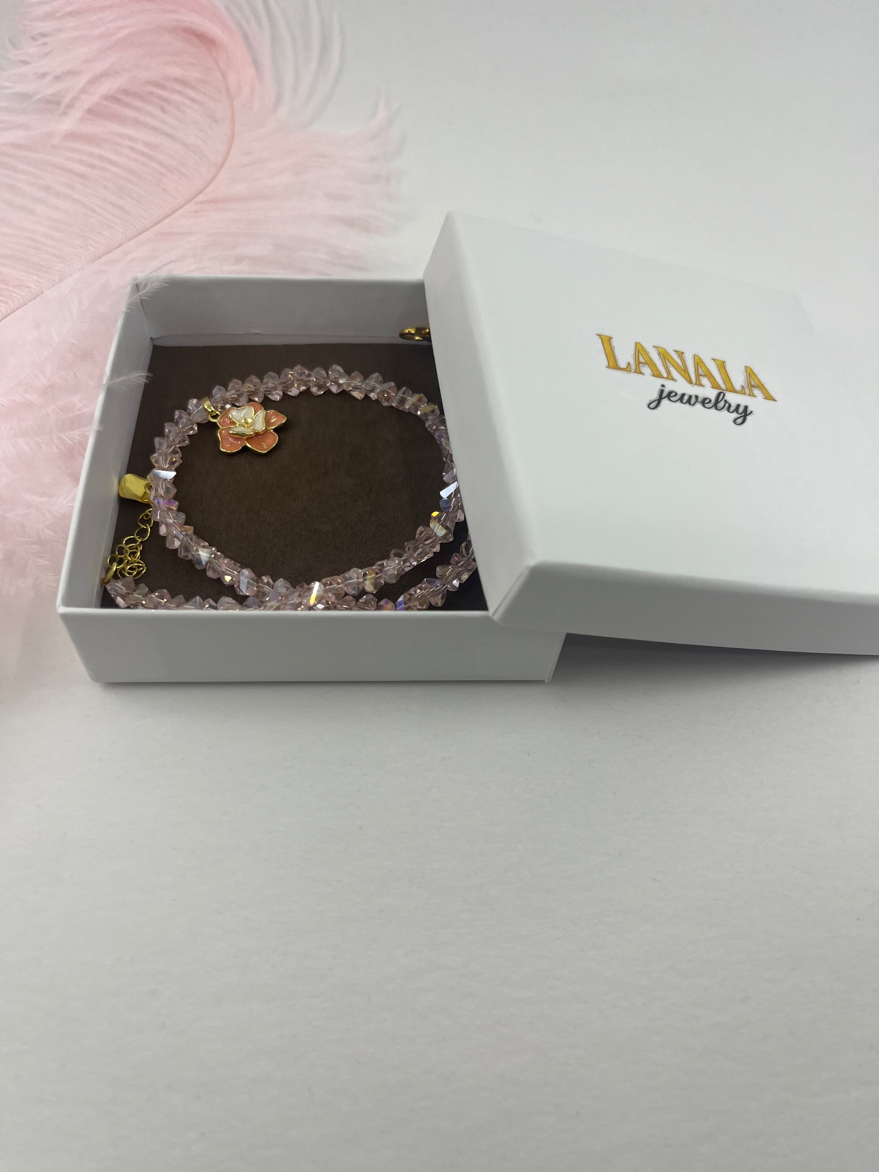Enamel Flower Crystal Choker Necklace – 18K Gold Plated