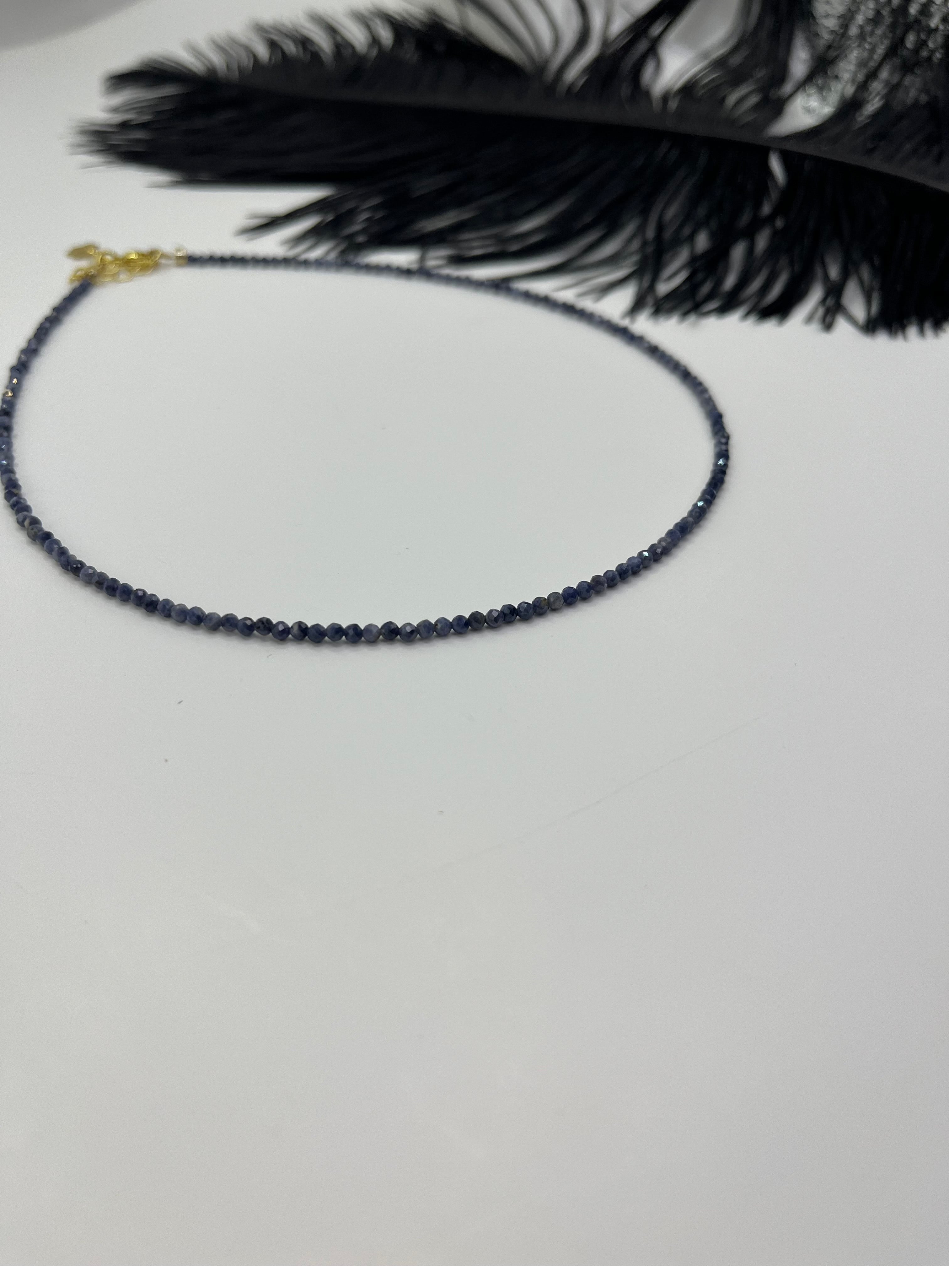Sapphire Necklace: 18K Gold Plated clasp
