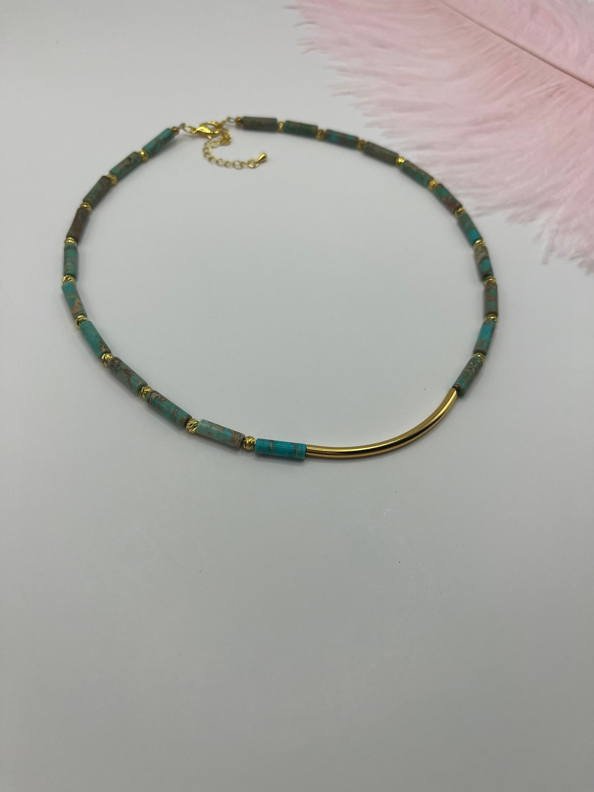 Imperial Jasper Choker: Light Blue, Turquoise, Purple - 14K Gold Plated