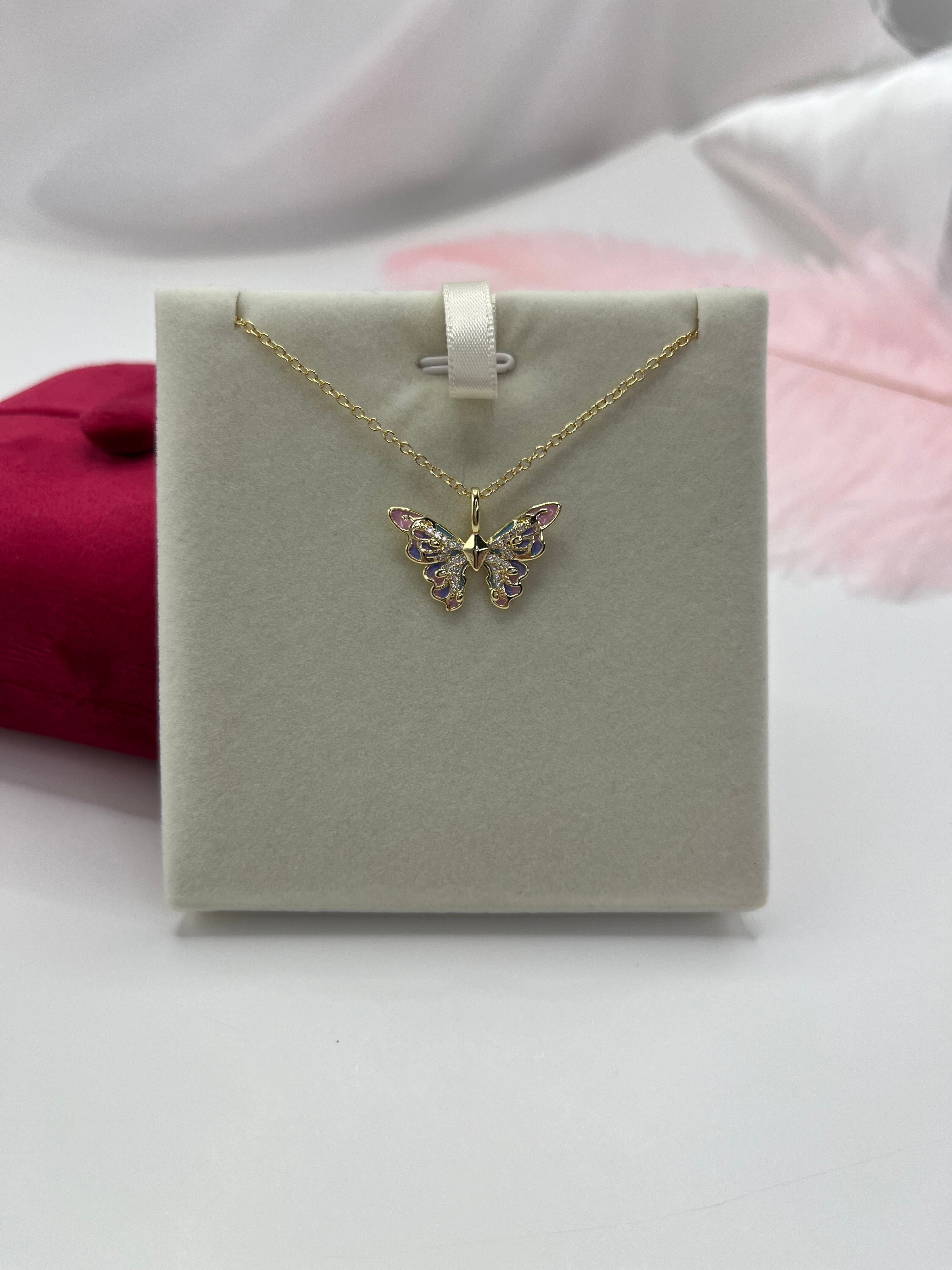 Butterfly Necklace, Real 18K Gold Plated