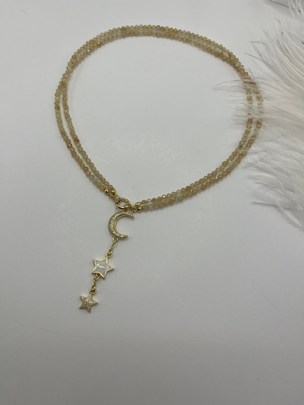 Citrine Y-Necklace, 18k gold plated