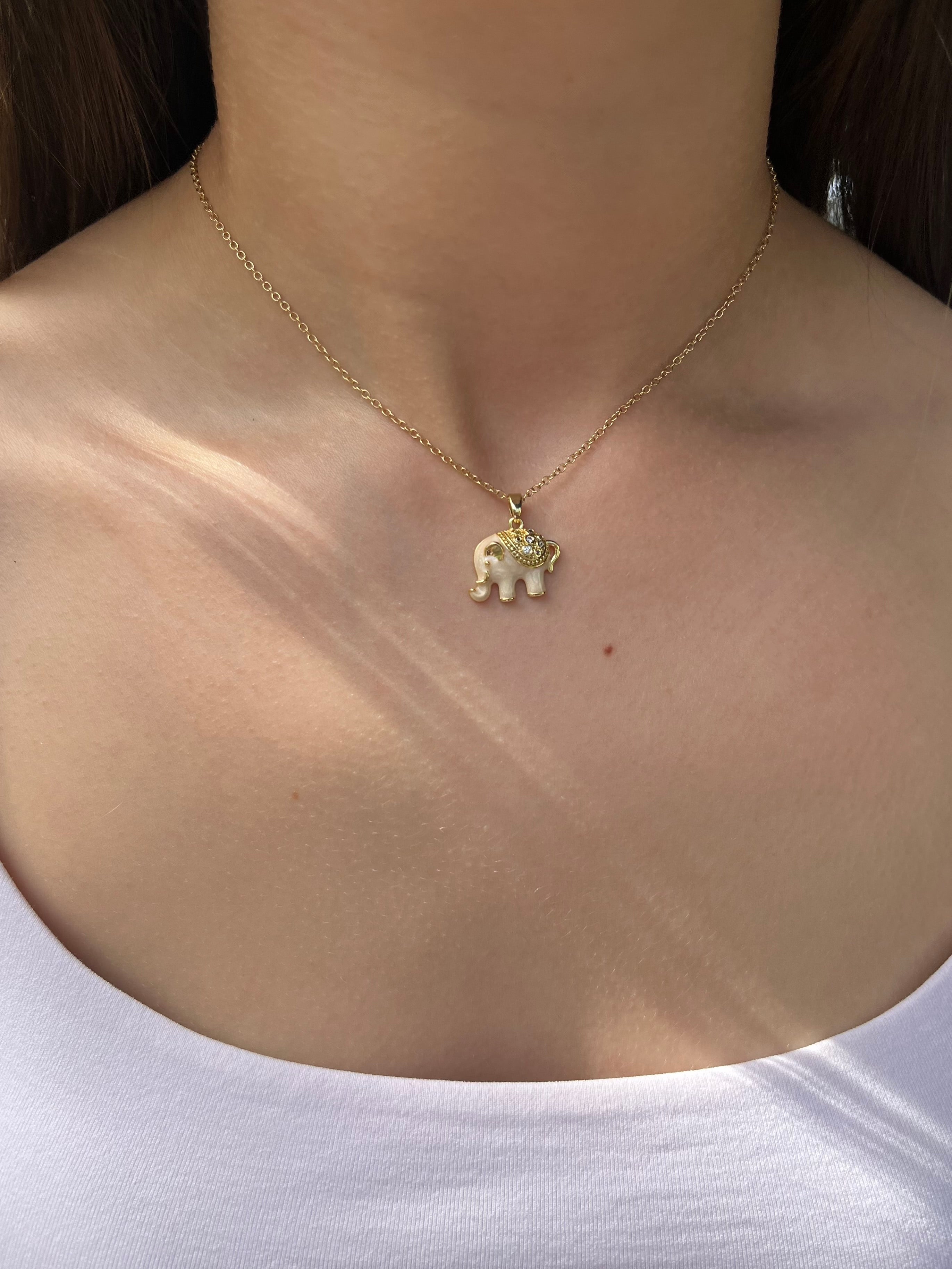 Elephant choker necklace, 18k gold plated