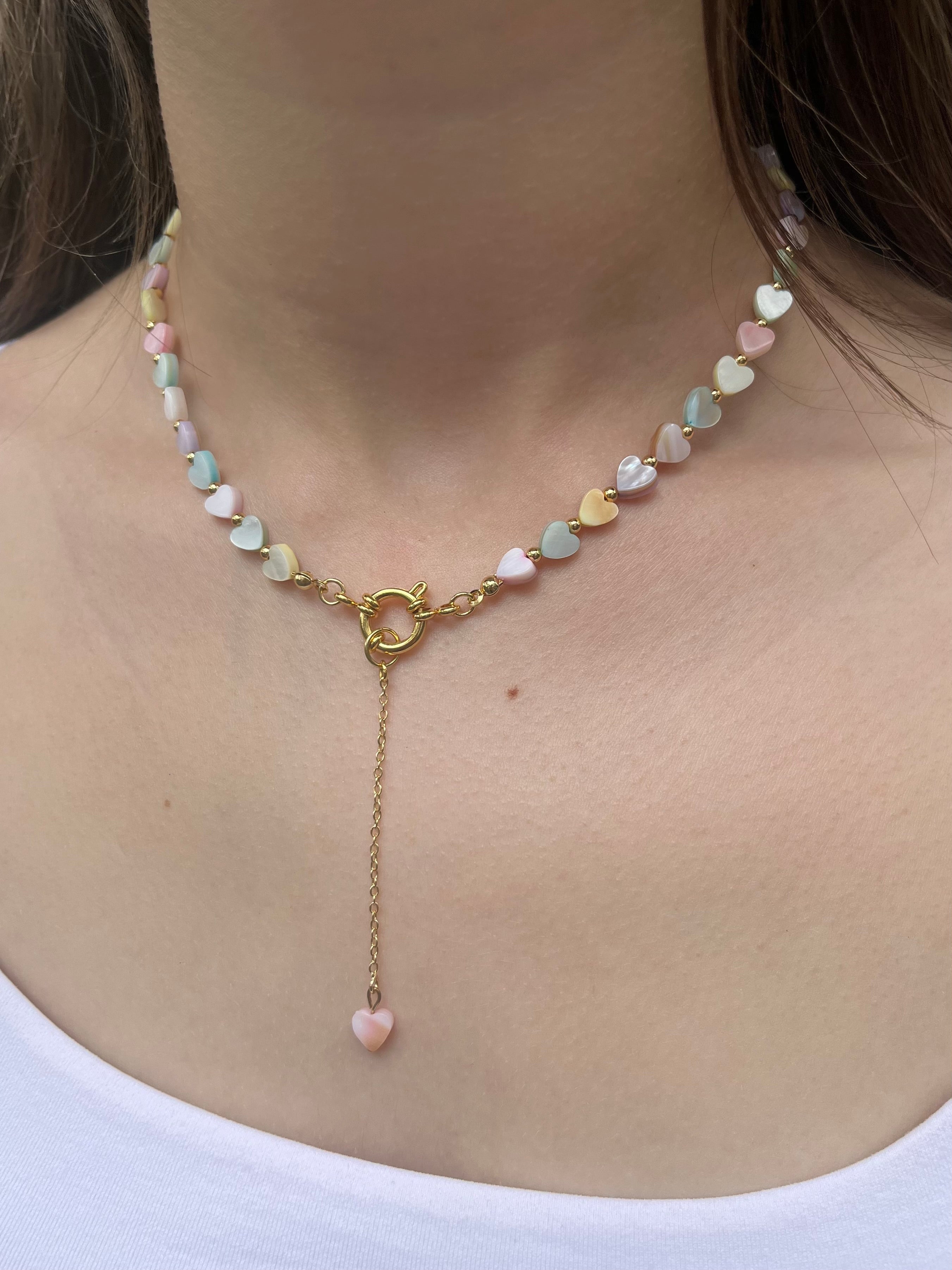 Heart Shell necklace with earrings