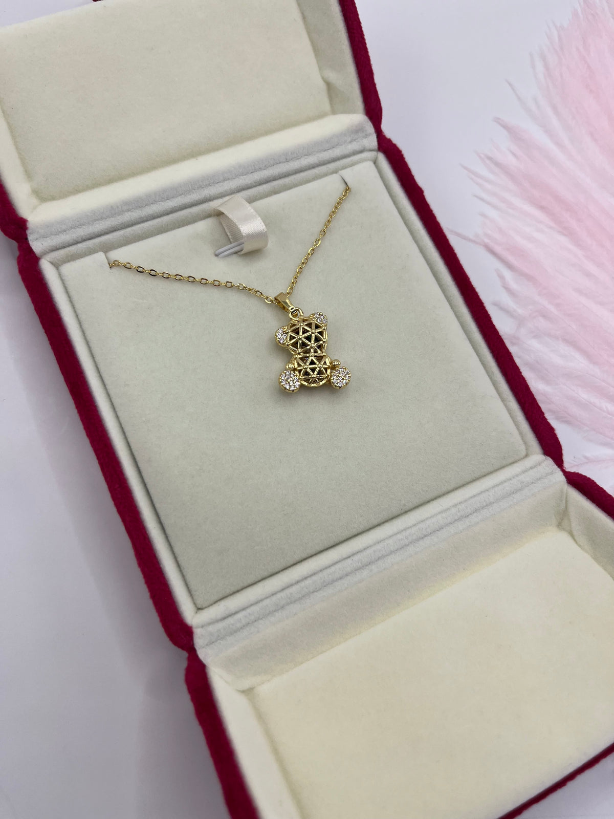 Teddy Bear Necklace, pendant  Real 16K Gold Plated